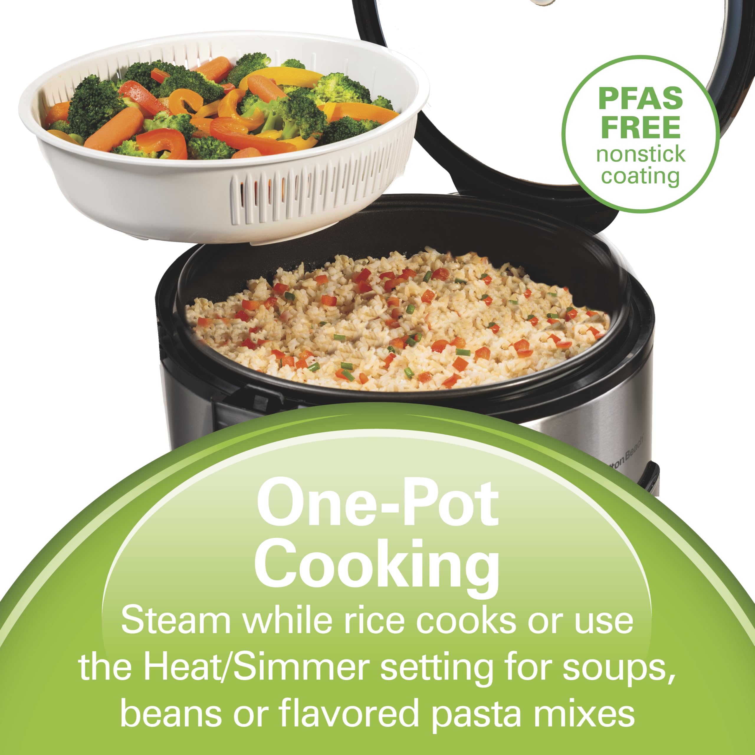 Hamilton Beach Digital Programmable Rice Cooker & Food Steamer, 14 Cups Cooked (7 Cups Uncooked), Stainless Steel, Steam & Rinse Basket, Delay Start, Model 37548MN 🍁 All In One Marketplace Canada