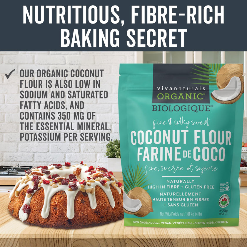 Viva Naturals Organic Coconut Flour, Gluten-Free, Unbleached & Unrefined, 4 LB 🍁 All In One Marketplace Canada