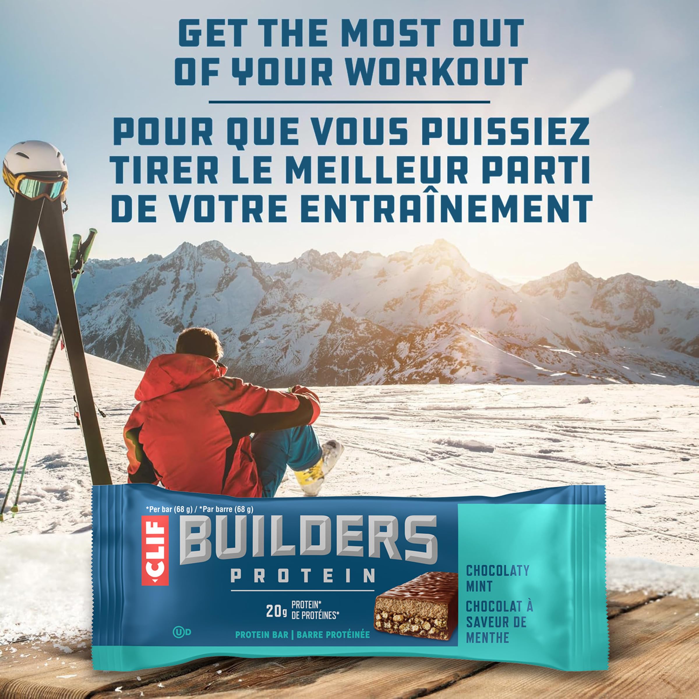 CLIF BUILDERS Protein Bars, Chocolate Mint Flavour, 20g of Protein, Prepared in Canada, Gluten Free, No Artificial Sweeteners, 68 g (Pack of 12), Prepared in Canada 🍁 All In One Marketplace Canada