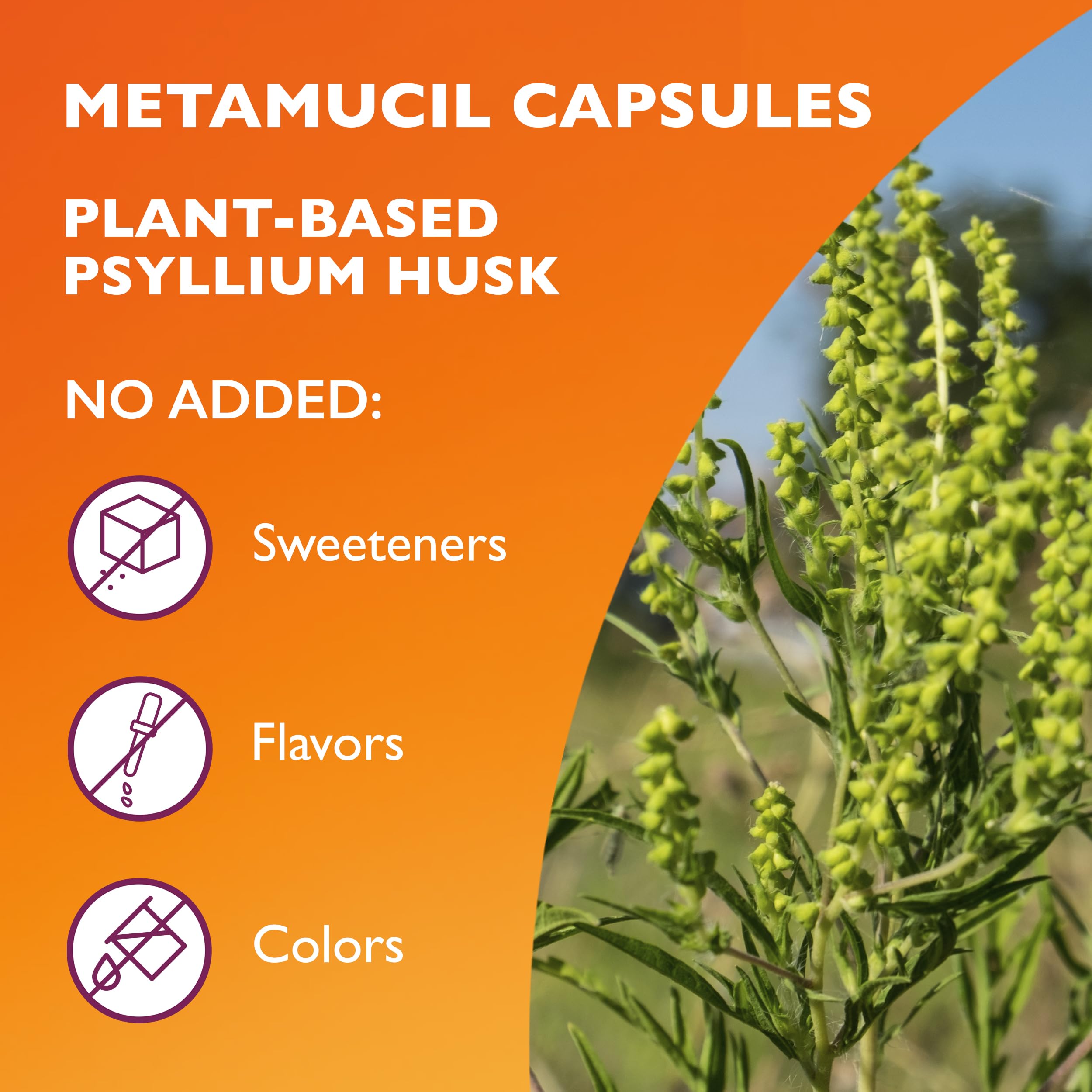 Metamucil Daily Fibre Supplement, Sugar Free, Naturally Sourced Psyllium Husk, Multi-Health Benefit Daily, Plant-Based, Gluten-Free Capsules, 100 Capsules 🍁 All In One Marketplace Canada