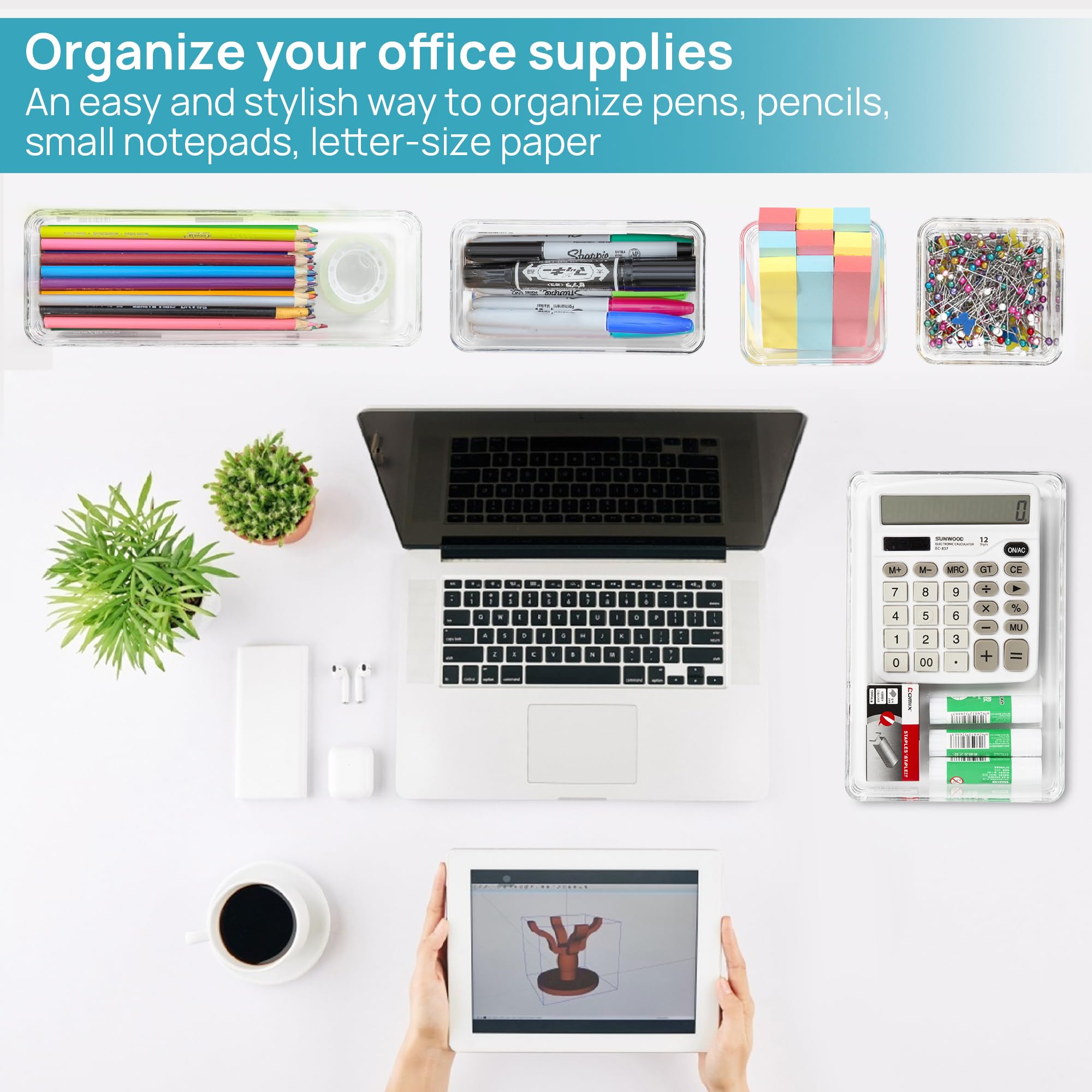 Vtopmart 25 PCS Plastic Clear Drawer Organizer, Acrylic Desk Drawer organizers, Organization and Storage for Makeup, Bathroom, Office, kitchen, Bedroom 🍁 All In One Marketplace Canada
