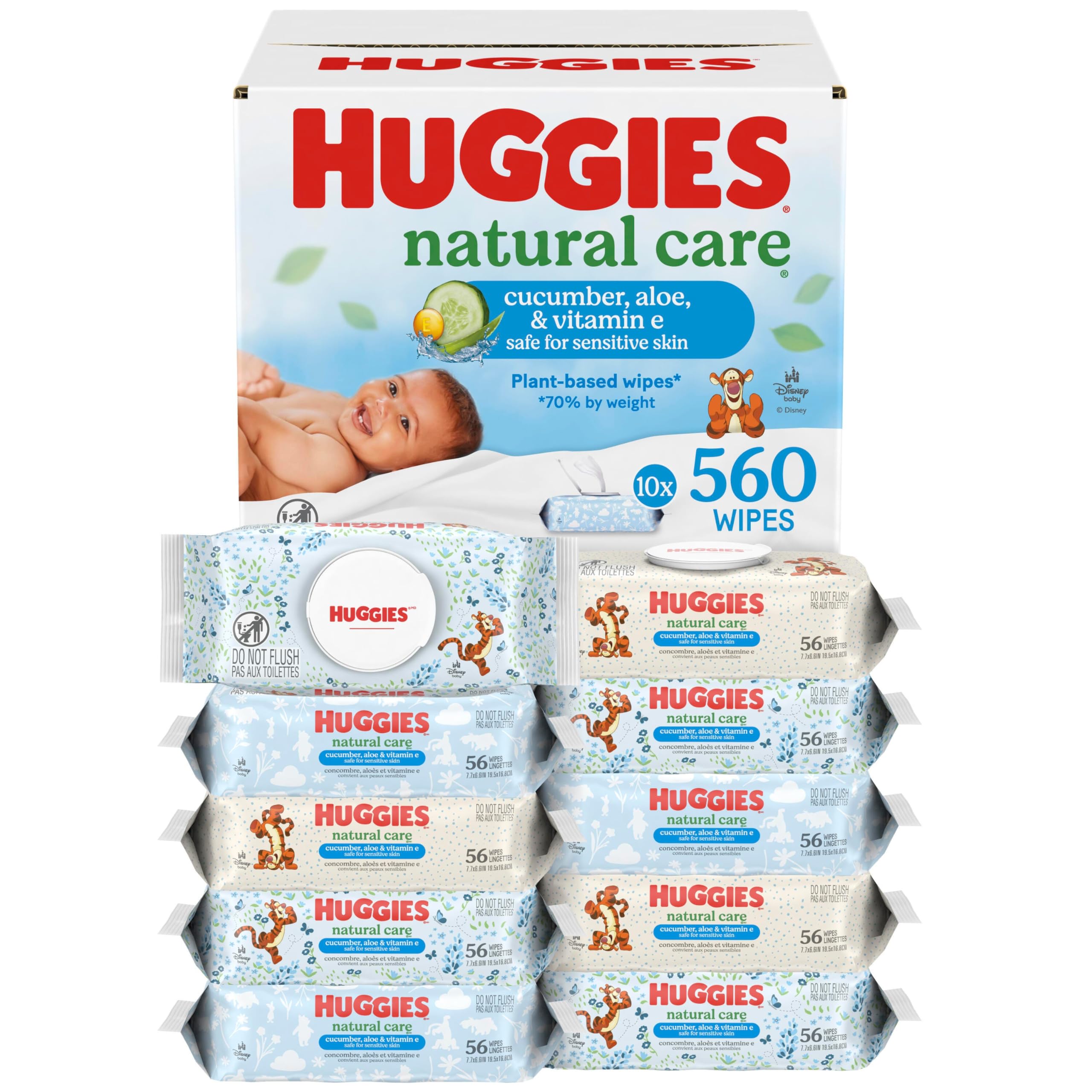 HUGGIES Baby Wipes, Huggies Natural Care Refreshing, SCENTED, Hypoallergenic, 10 Flip-Top Packs, 560 Count 🍁 All In One Marketplace Canada