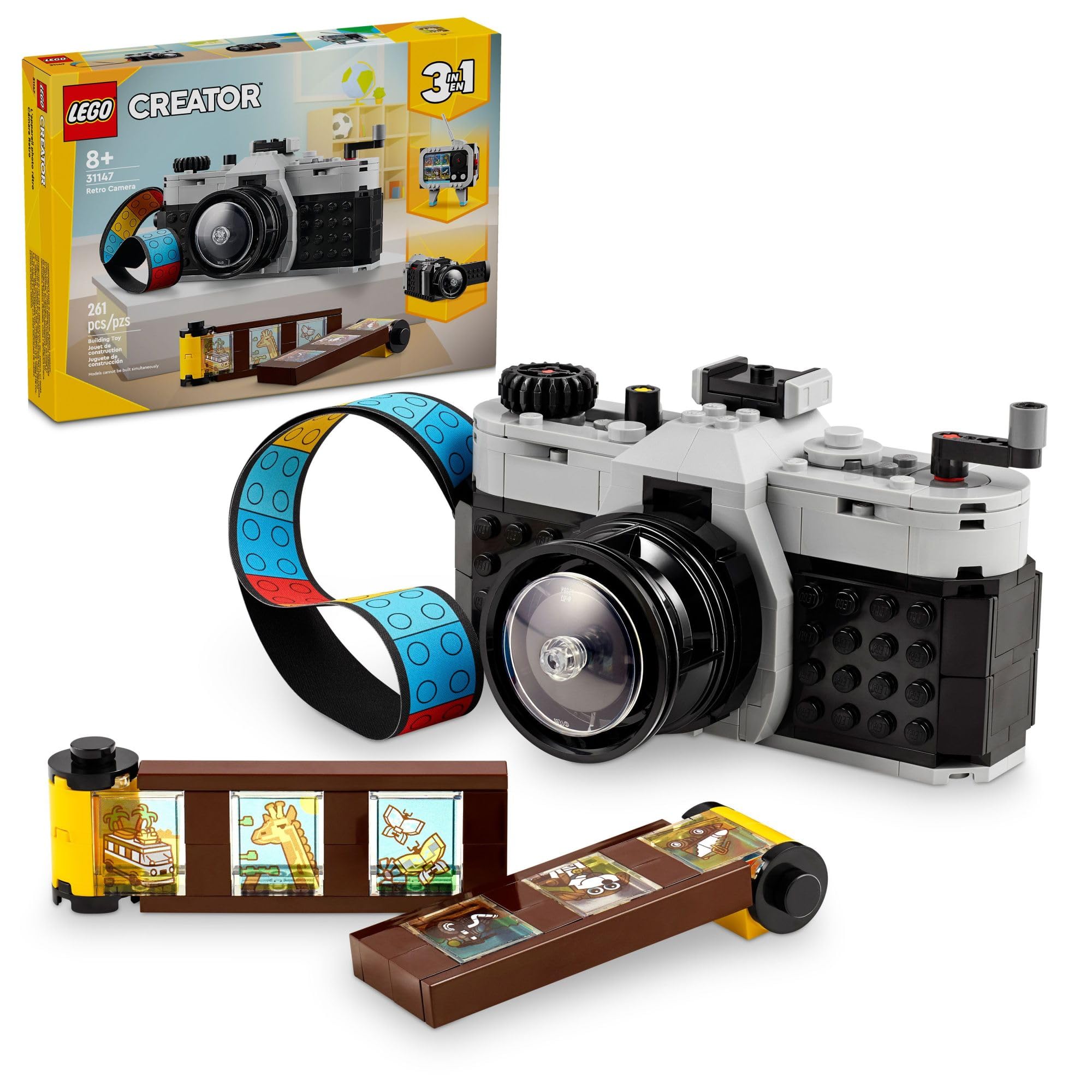 LEGO Creator 3 in 1 Retro Camera Toy, Transforms from Toy Camera to Retro Video Camera to Retro TV Set, Photography Gift for Boys and Girls Ages 8 Years Old and Up Who Enjoy Creative Play, 31147 🍁 All In One Marketplace Canada