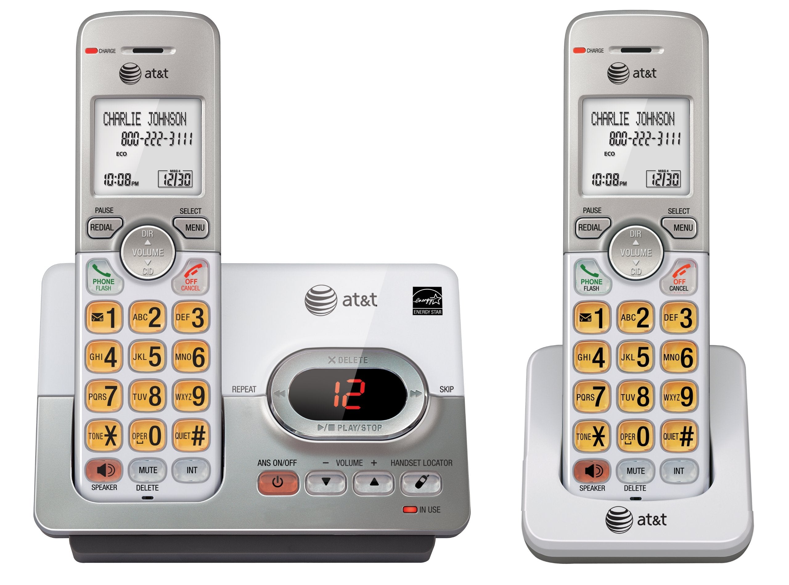 AT&T EL52203 2-Handsets Cordless Phone System with Answering System, Caller ID/Call Waiting - DECT 6.0 - Upto 14 Minutes Recording Time 🍁 All In One Marketplace Canada