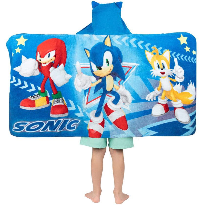 Franco Kids Bath and Beach Super Soft Cotton Hooded Towel Wrap, 24 in x 50 in, Sonic The Hedgehog 🍁 All In One Marketplace Canada