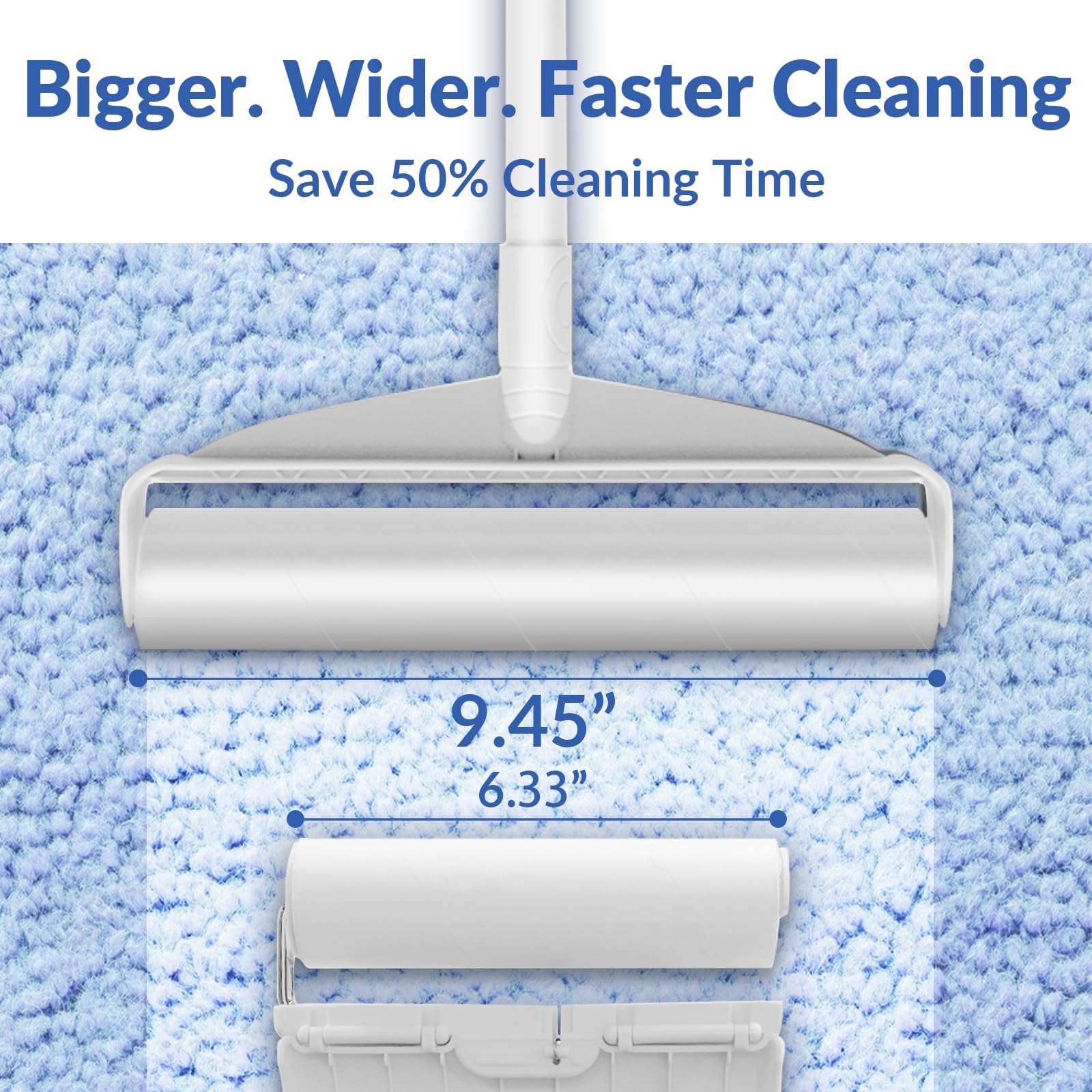 Large Lint Rollers for Carpet, Sticky Rollers for Floor DELOMO 9.45 in with 3 Extendable Handle, Long Handle Sticky Mop for Cleaning Carpets, Cars, Bedding, and Pet Hair, Ideal Gift for Pet Owners 🍁 All In One Marketplace Canada