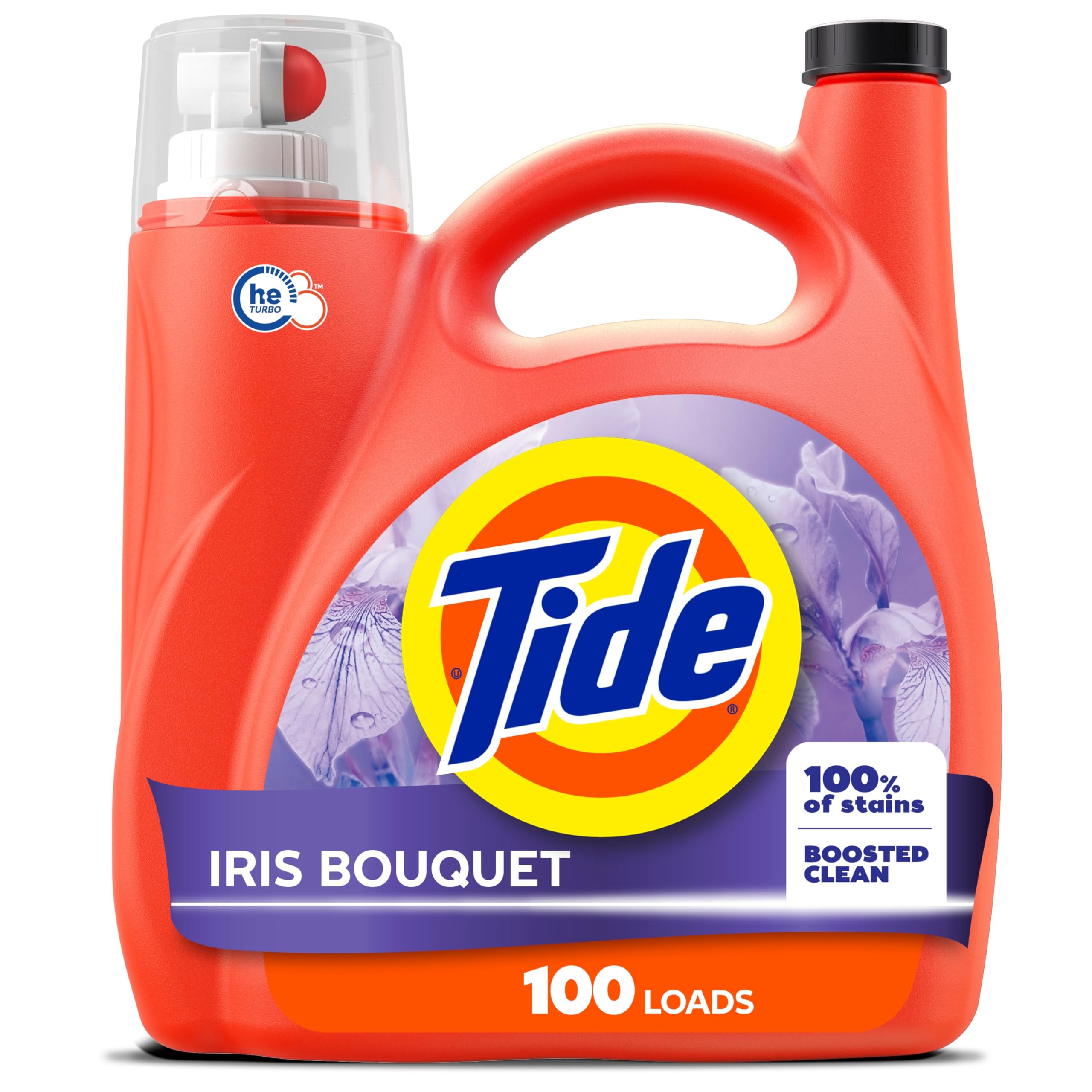 Tide Liquid Laundry Detergent, Iris Bouquet Scent, 100 Loads, Boosted Clean even in cold water, laundry soap, concentrated liquid detergent, 3.69 L 🍁 All In One Marketplace Canada
