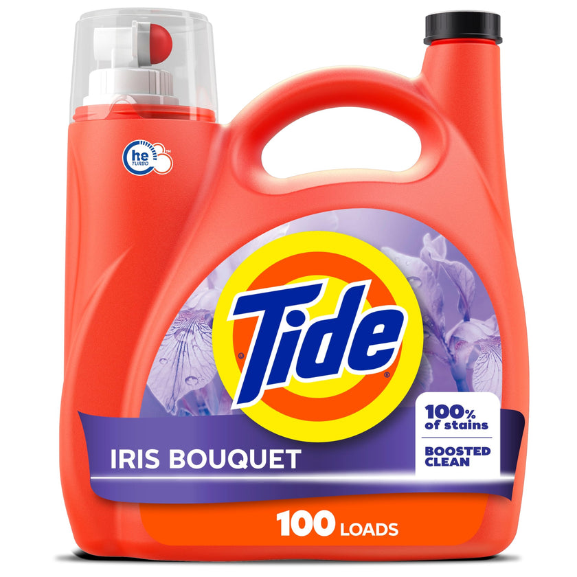 Tide Liquid Laundry Detergent, Iris Bouquet Scent, 100 Loads, Boosted Clean even in cold water, laundry soap, concentrated liquid detergent, 3.69 L 🍁 All In One Marketplace Canada