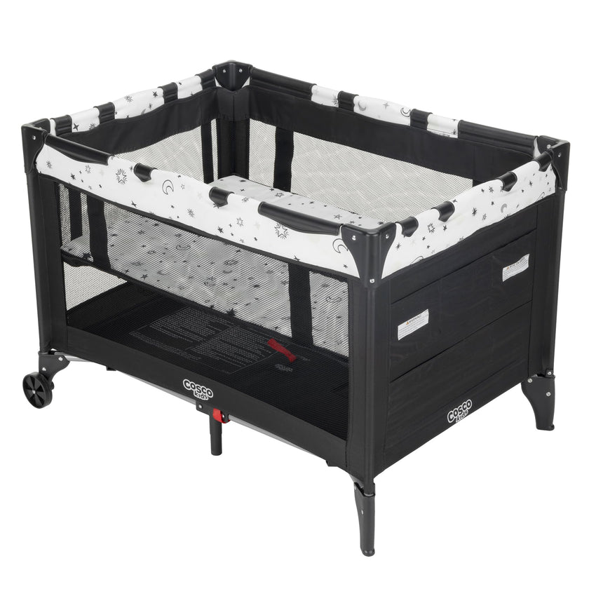 Cosco Kids Funsport® Plus Portable Playard with Full-Size Bassinet, Carry Bag & Wheels – Lightweight, Compact Fold, Breathable Mesh – Twinkle Twinkle 🍁 All In One Marketplace Canada