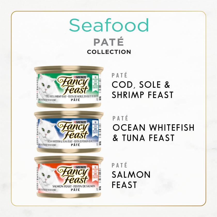 Fancy Feast Seafood Supper Wet Cat Food, Pate Variety Pack 3 Flavours - 85 g Can (24 Pack) 🍁 All In One Marketplace Canada