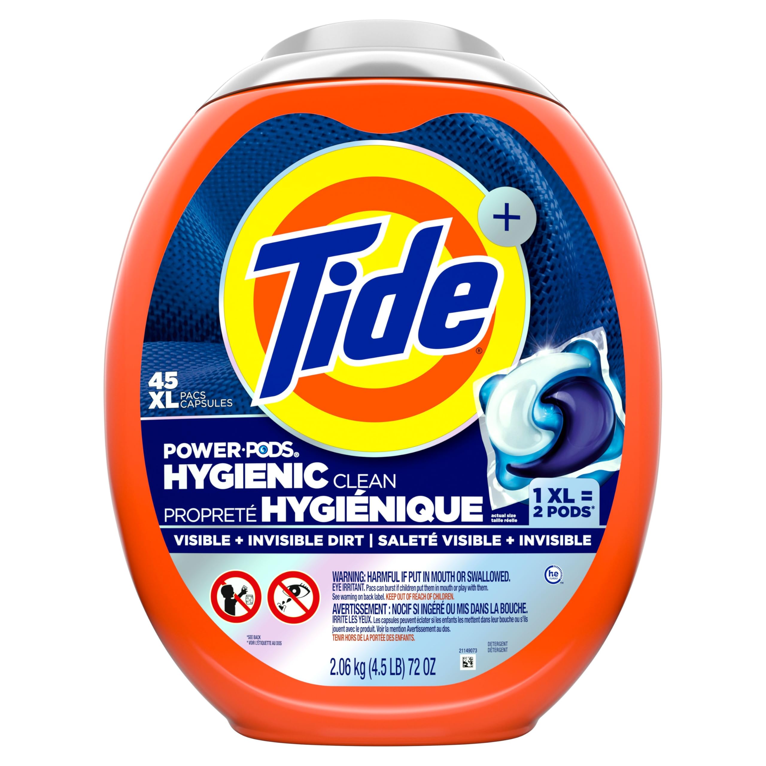 Tide Hygienic Clean Power PODS Laundry Detergent Pacs Original Scent Removes Visible and Invisible Dirt, 45 Count 🍁 All In One Marketplace Canada