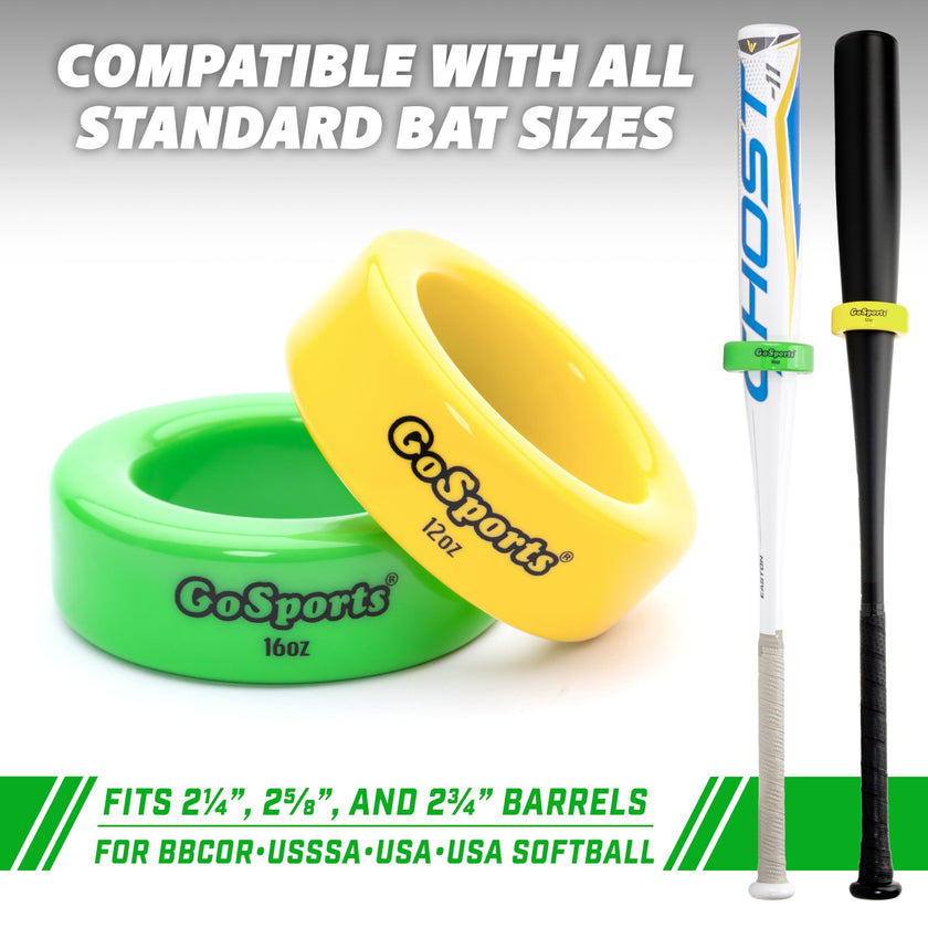 GoSports Baseball and Softball Bat Weights - 2 Pack Baseball Donuts - 16 oz & 12 oz 🍁 All In One Marketplace Canada