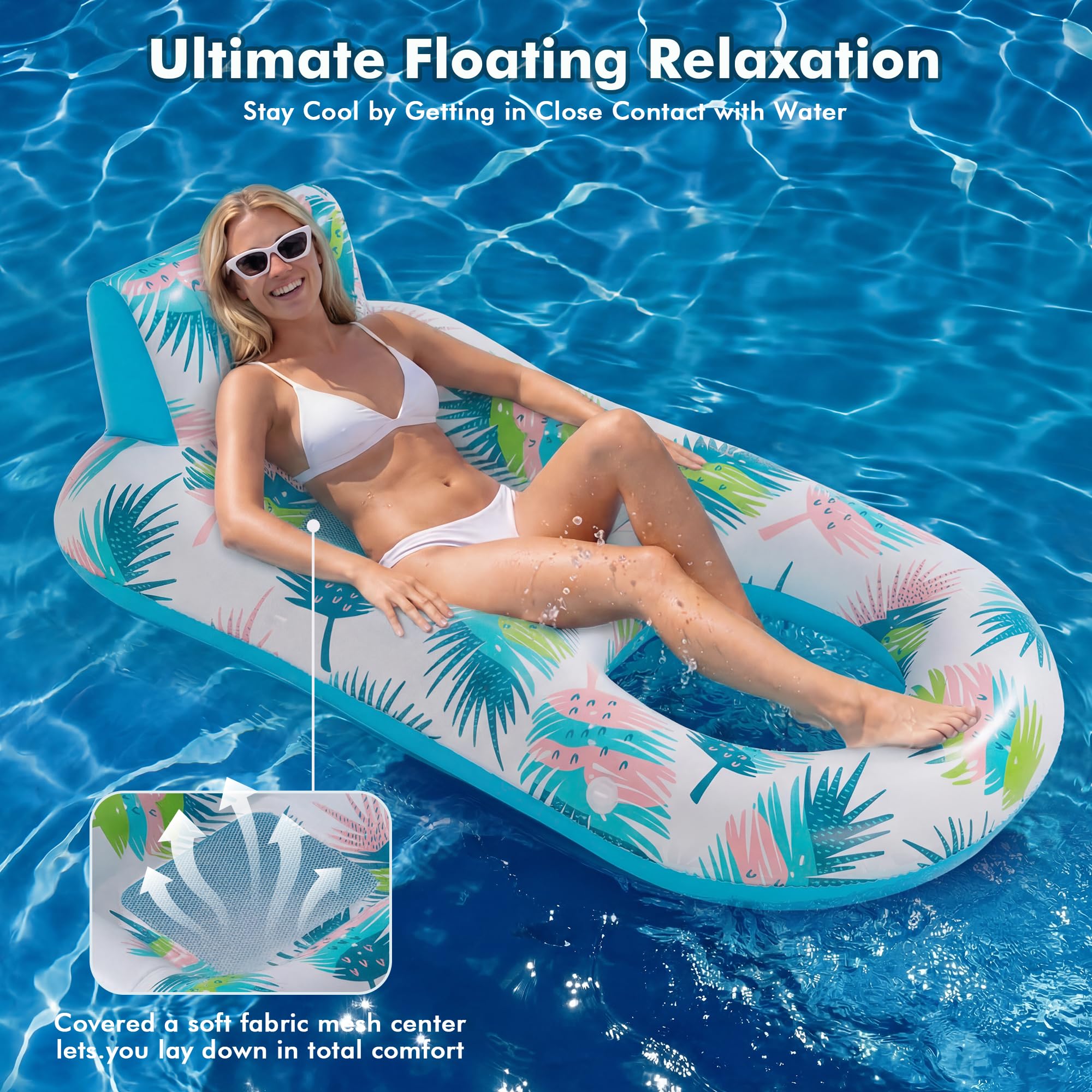 cngg v Pool Floaties for Adults,Inflatable Float Heavy Duty, Backrest & Footrest Pool Float Pool Rafts for Adults Beach Lake Party 2 Pack 🍁 All In One Marketplace Canada
