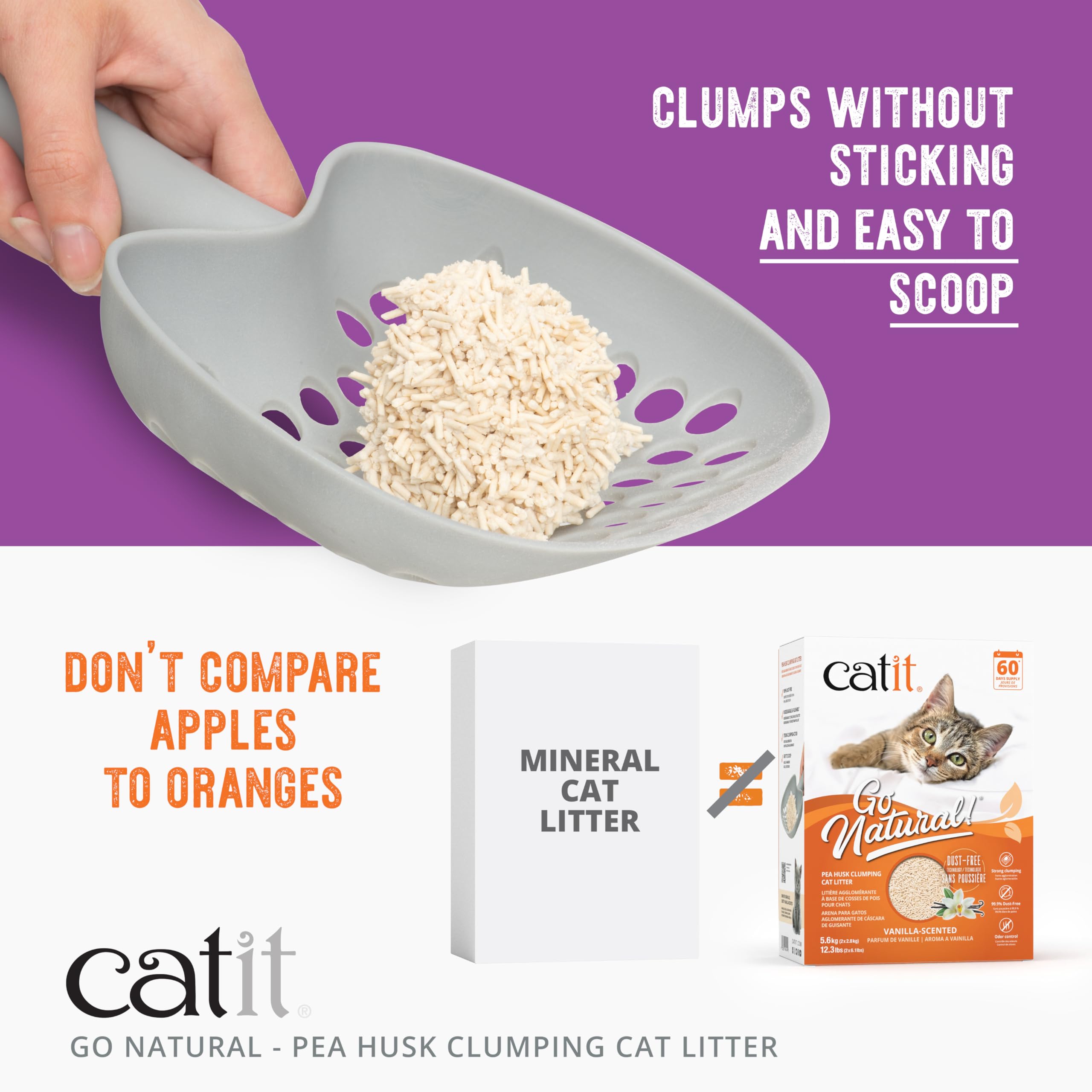 Catit Go Natural Pea Husk Clumping Cat Litter, Tofu, Lavender, 14 L, Dust Free & Lightweight Cat Litter, Easy to Scoop, Litiere Pour Chat 🍁 All In One Marketplace Canada