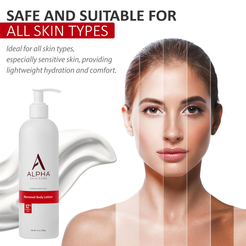 Alpha Skin Care Revitalizing Body Lotion, 12% Glycolic AHA, Daily Moisturizer, Hydrates & Exfoliates, Anti-Aging, 12 Oz 🍁 All In One Marketplace Canada