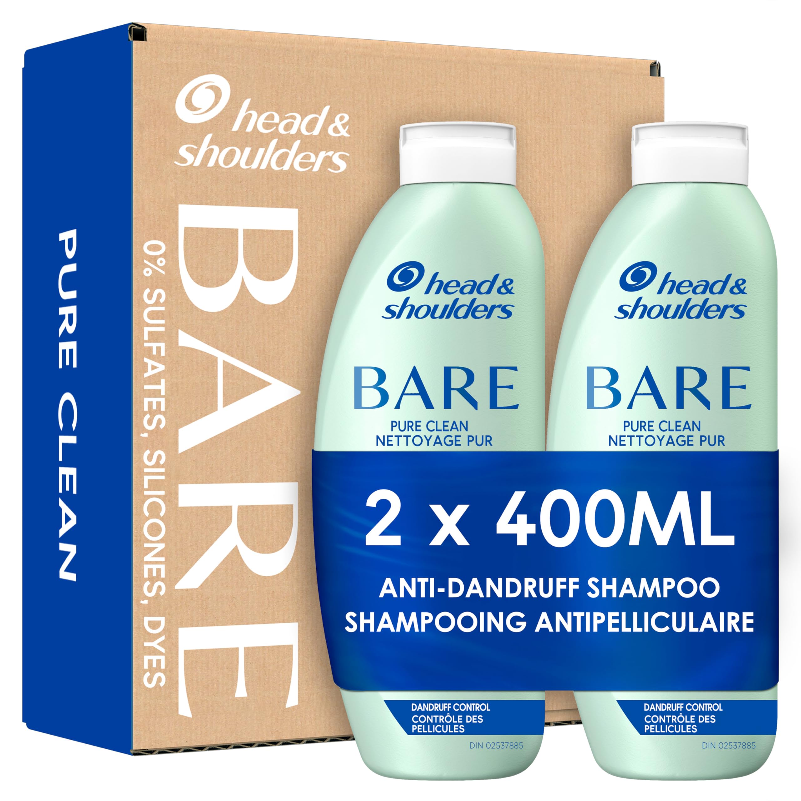 Head & Shoulders Anti-Dandruff Shampoo, Bare Pure Clean, 1% Pyrithione Zinc, Oily Scalp Relief, Free of Sulfates, Silicones, Dyes, Dermatologically Accredited by Skin Health Alliance (2x 400mL) 🍁 All In One Marketplace Canada