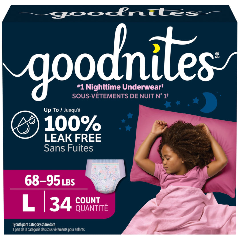 GoodNites Girls' Bedwetting Night Time Underwear, Large, 34 Ct, Giga Pack 🍁 All In One Marketplace Canada