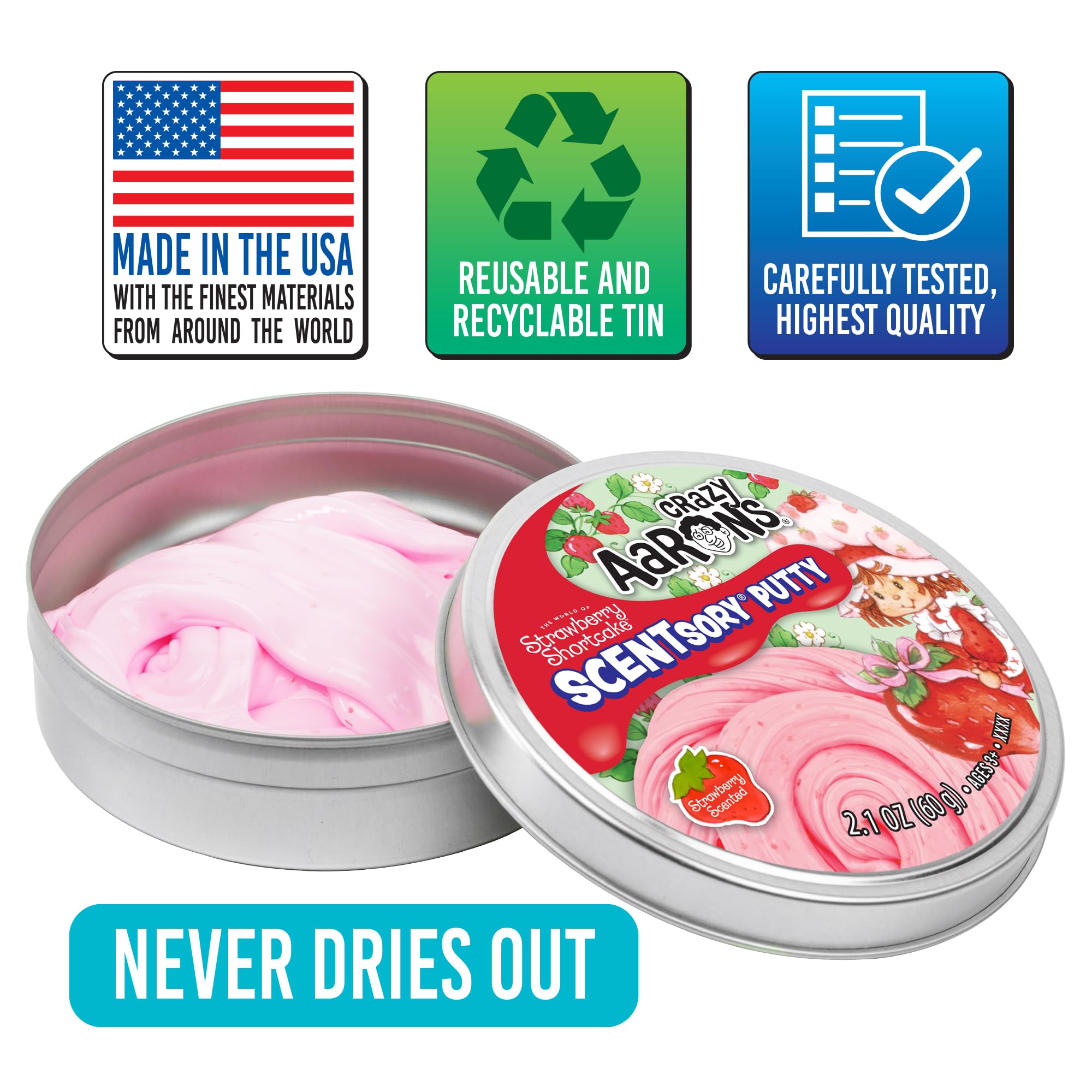 Crazy Aaron's Strawberry Shortcake™ SCENTsory® Putty - Made in USA 🍁 All In One Marketplace Canada