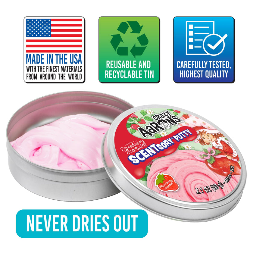 Crazy Aaron's Strawberry Shortcake™ SCENTsory® Putty - Made in USA 🍁 All In One Marketplace Canada