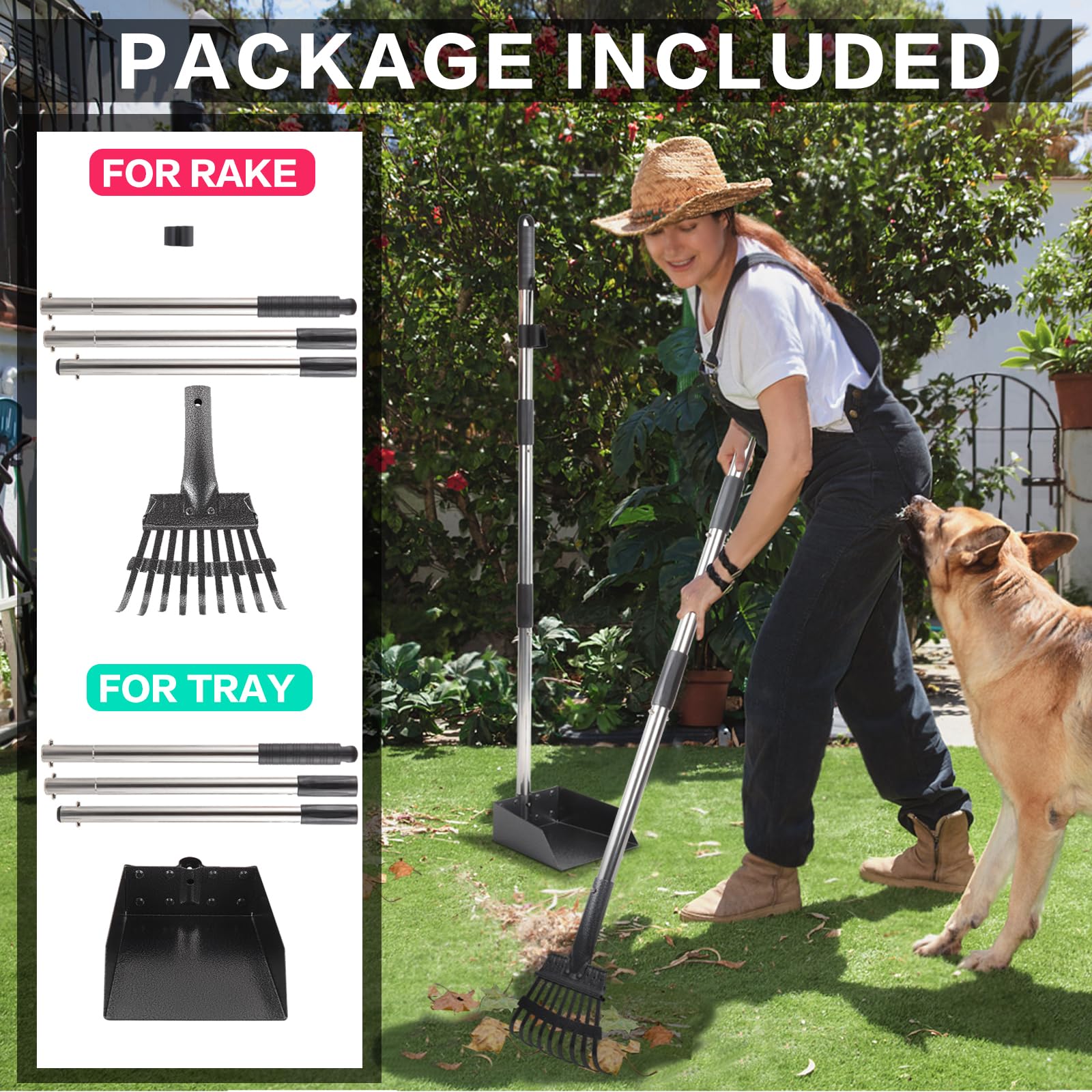THRISEED Dog Pooper Scooper, Durable Dog Poop Tray and Long Handle Rake Set for Large Medium Small Dogs, Heavy Duty Pet Suppliers 🍁 All In One Marketplace Canada