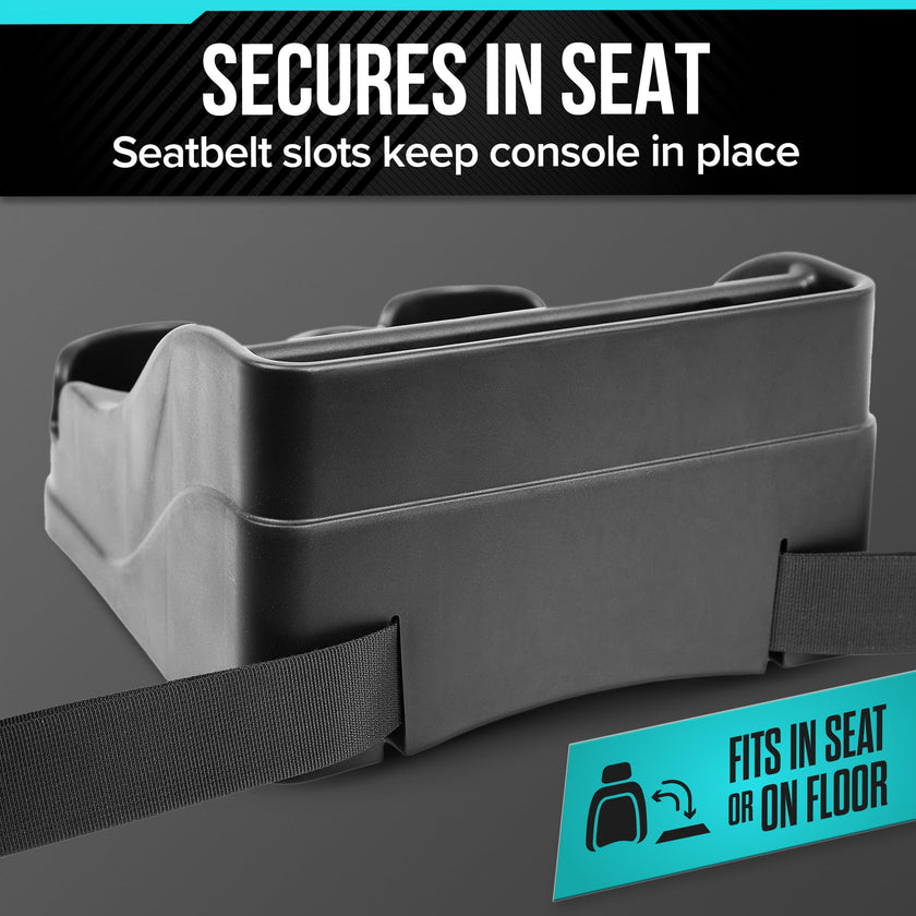 Moblorg Small Center Console for Cars, Trucks, Minivans, SUVs, Vehicle Organizer, Cup Holders, Recycled Plastic, Made in USA (Black) 🍁 All In One Marketplace Canada
