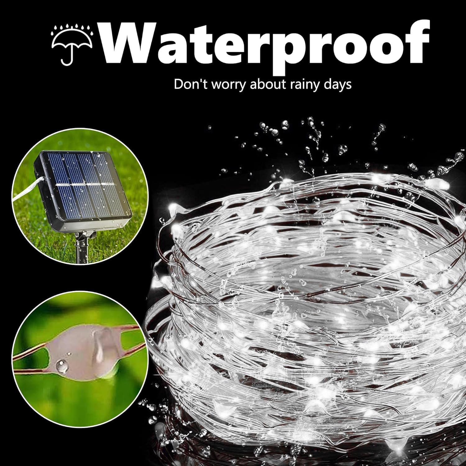Lomotech Solar String Lights Outdoor - 2 Pack Total 66ft 200LED Solar Fairy Lights Waterproof 8 Modes Twinkle Lights for Outdoor, Patio, Garden, Yard, Party, Wedding, Tree Decoration (White) 🍁 All In One Marketplace Canada