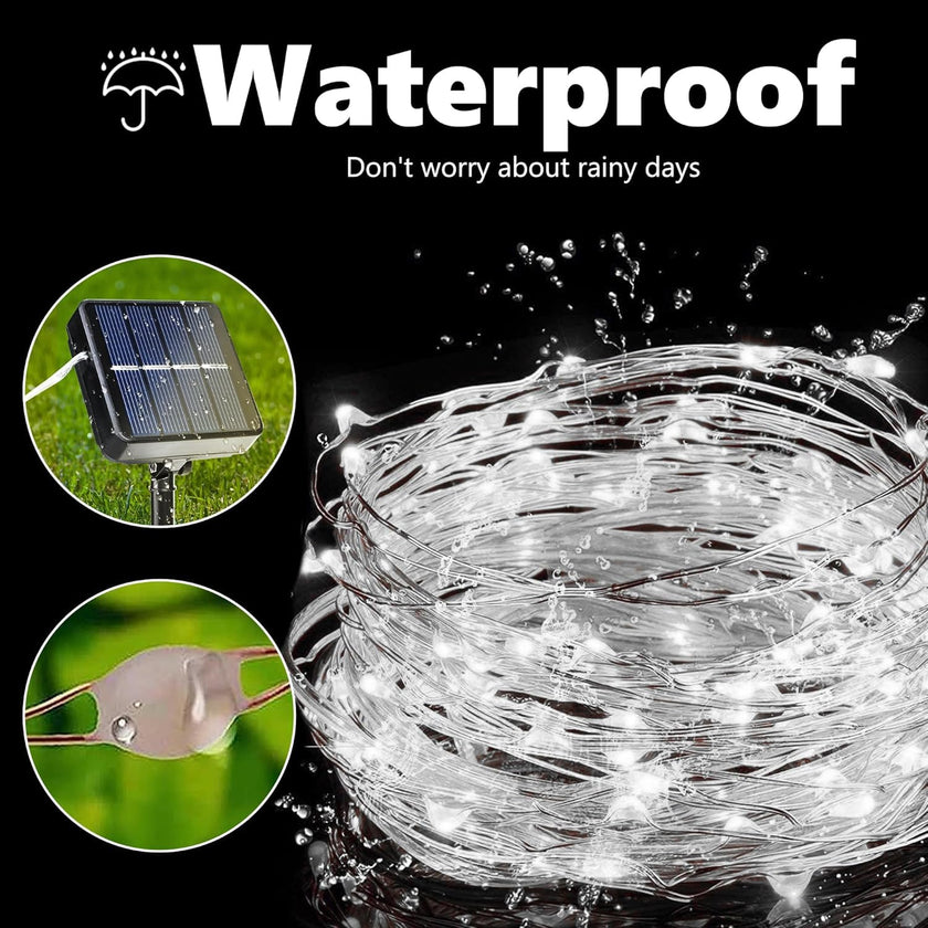 Lomotech Solar String Lights Outdoor - 2 Pack Total 66ft 200LED Solar Fairy Lights Waterproof 8 Modes Twinkle Lights for Outdoor, Patio, Garden, Yard, Party, Wedding, Tree Decoration (White) 🍁 All In One Marketplace Canada
