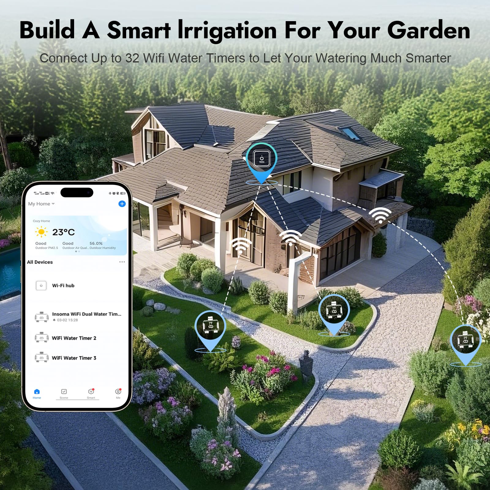 WiFi Water Timer for Garden Hose with Brass Inlet,Smart Hose Timer with WiFi Hub, APP & Voice Control,Up to 20 Watering Plans, 2-Zone Sprinkler Drip Irrigation System Controller for Watering 🍁 All In One Marketplace Canada