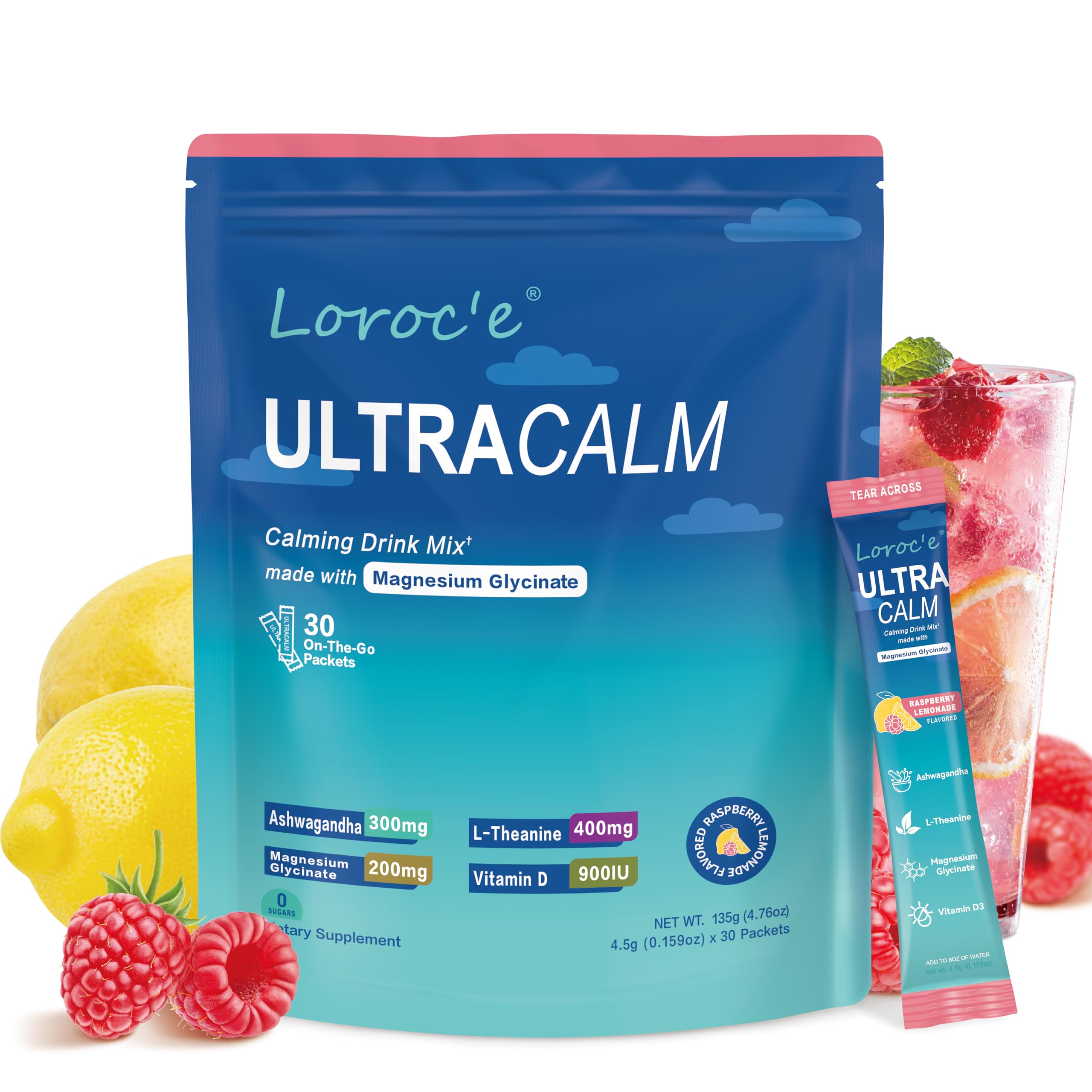 UltraCalm Super Drink Packets, Raspberry Lemon Flavor, Sugar-Free (30 Servings) 🍁 All In One Marketplace Canada