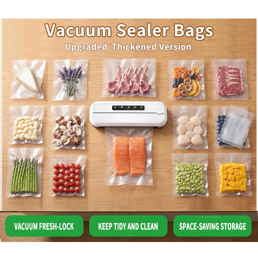 300 Count Vacuum Sealer Bags - Food Saver Bag (8x12,7x10,6x8) Precut Quart for Vacuum Seal, Meal Prep,Sous Vide, BPA Free, Heavy Duty, Commercial Grade Freezer Bags 🍁 All In One Marketplace Canada