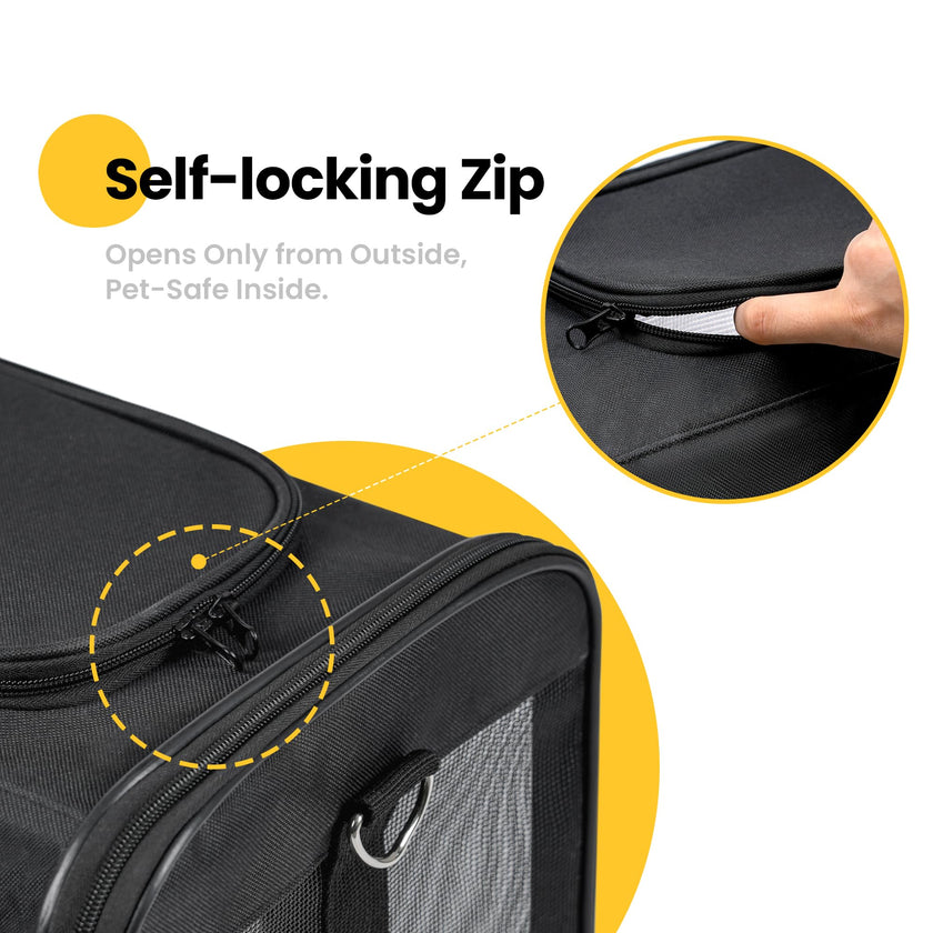 Conlun Cat Carrier Airline Approved, Soft-Sided Dog Carrier with Inner Safety Leash, Pet Transport Carrier for Small-Medium Cats Puppies up to 15 Lbs, Collapsible Travel Kitten Carrier Bag -Black M 🍁 All In One Marketplace Canada