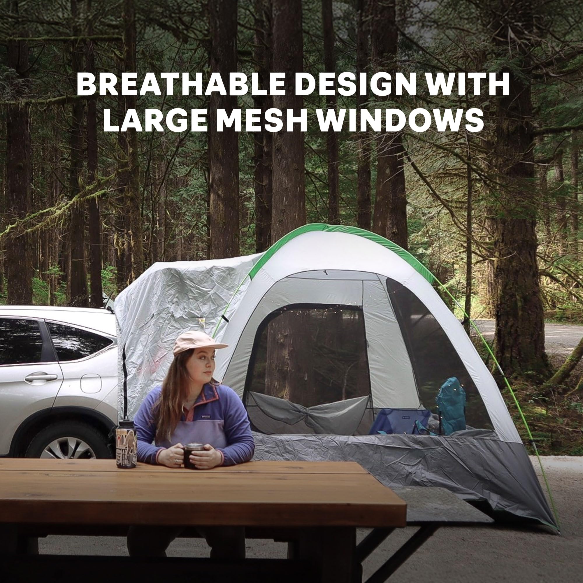 Napier Backroadz SUV Tent | 10' x 10' Vehicle Camping Tent | Fits All CUVs, SUVs, and Minivans | Sleeps 5 | Spacious, Durable, Easy Set-up | Gray/Green | Model 19100 🍁 All In One Marketplace Canada