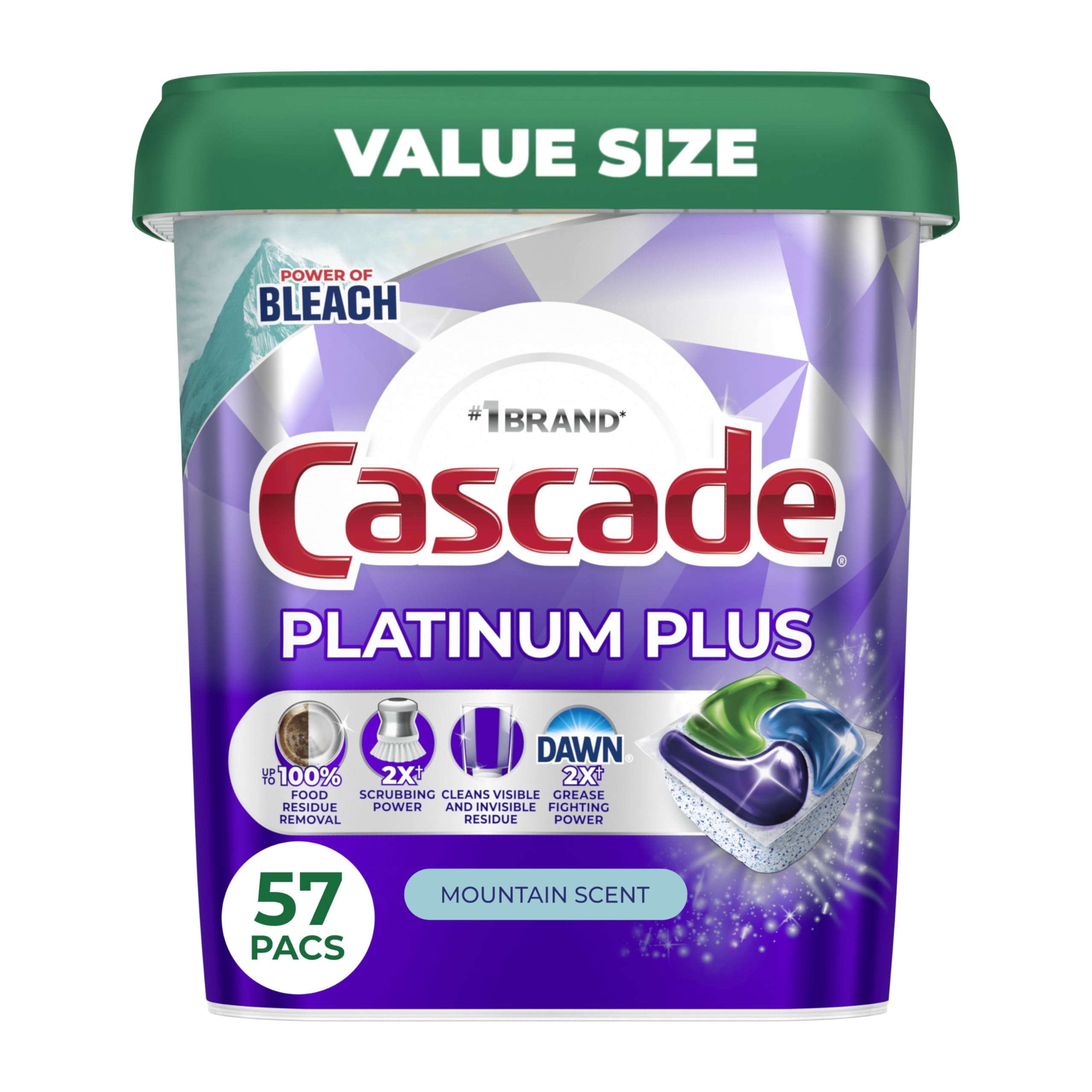 Cascade Platinum Plus Dishwasher Detergent Pods, Dish Detergent Soap, Mountain Scent, 57 Count 🍁 All In One Marketplace Canada