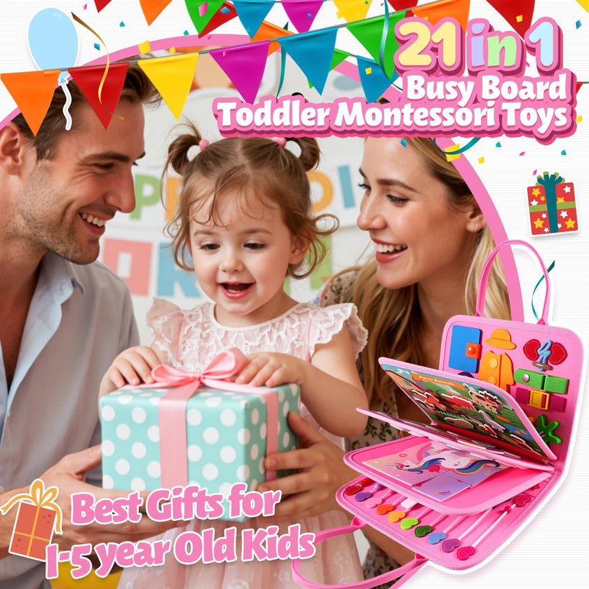 ZOOI Toddler Toys Busy Board - Montessori Toys for 1-5 Year Old Boy Girl Birthday Gifts for Kids, Sensory Toys Baby Essentials, Busy Book for Toddlers 1-5 Year Old, Airplane Activities Toys Gifts 🍁 All In One Marketplace Canada