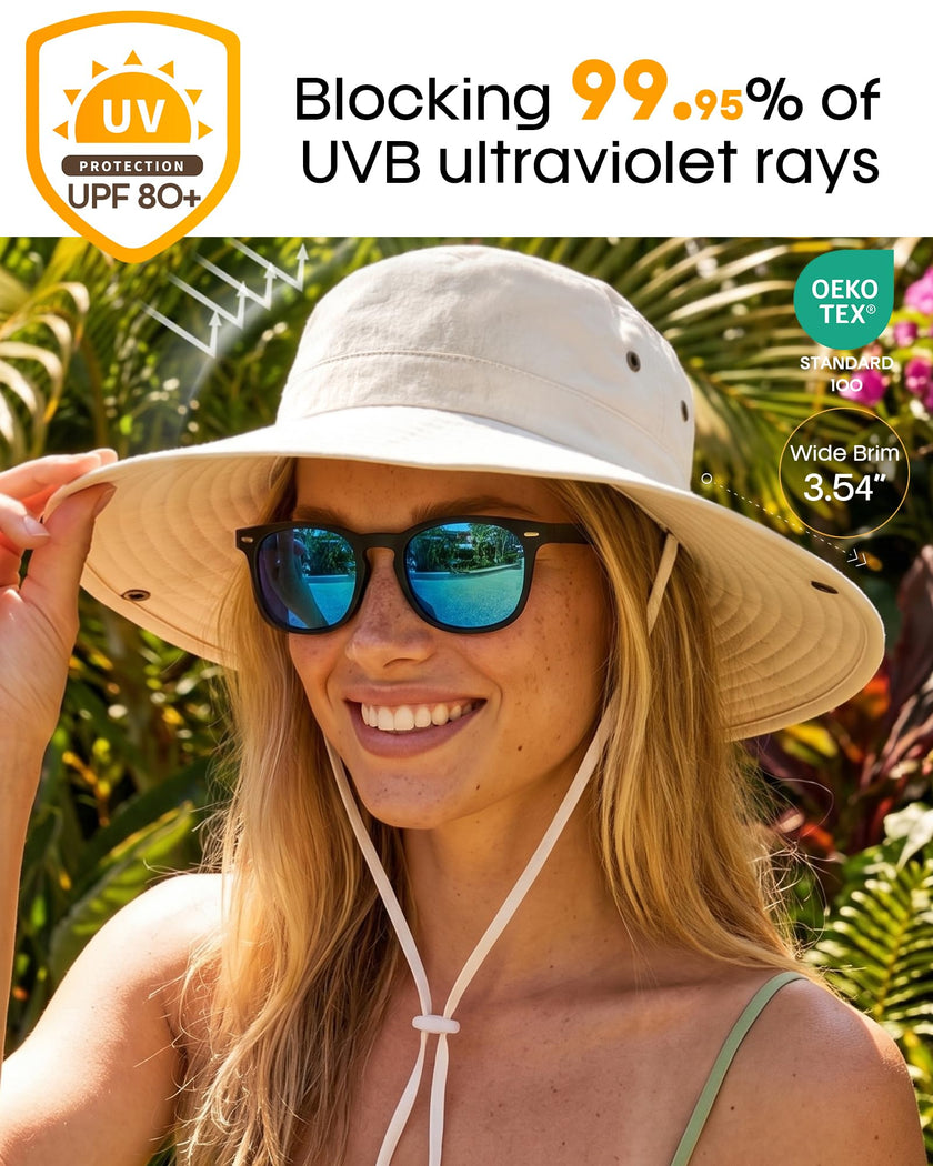FURTALK Sun Hat for Women Men UV Protection Safari Hat Womens Summer Wide Brim Packable UPF50 Hiking Fishing Cowboy Style hat Beige 🍁 All In One Marketplace Canada