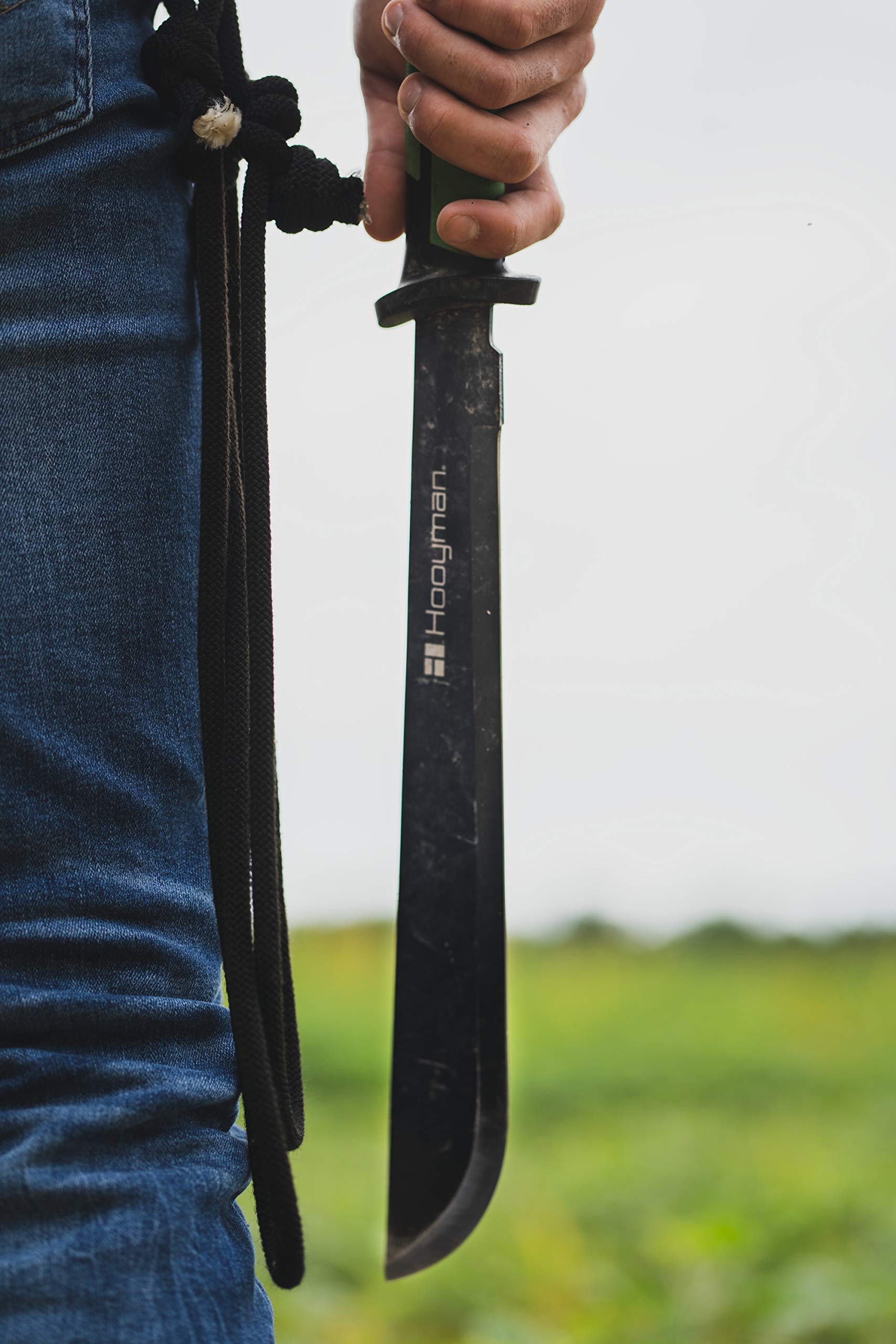 Hooyman Bush Machete with Heavy Duty Construction, Ergonomic No-Slip Handle and Belt Sheath for Gardening, Land Management, Bushcraft, Hunting and Outdoor , Black/Green 🍁 All In One Marketplace Canada