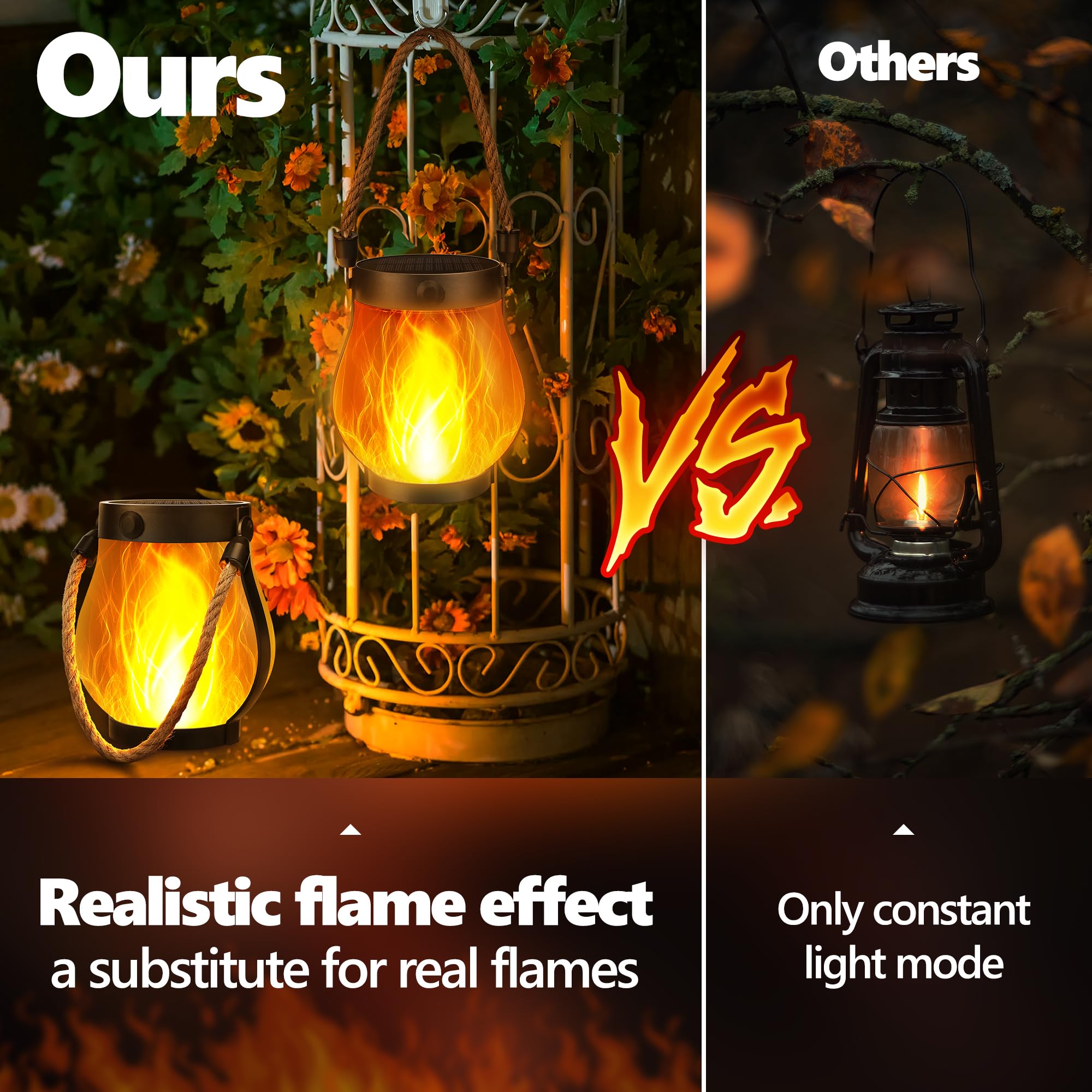 iBaycon 2 Pack Gen2 Solar Lantern Lights USB Ultra-Real Flame, Warm White 🍁 All In One Marketplace Canada
