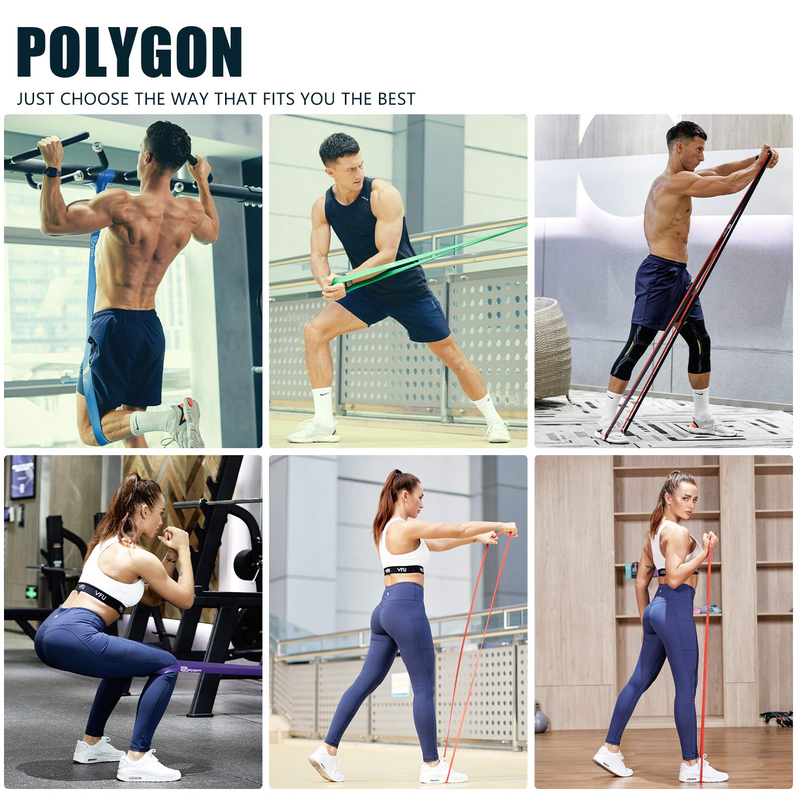 Polygon Pull Up Assist Resistance Exercise Bands, Heavy Duty Assistance Loop Mobility Band, for Body Stretching, Muscle Toning, Powerlifting, Resistance Training, Physical Therapy, Home Workouts(Set) 🍁 All In One Marketplace Canada