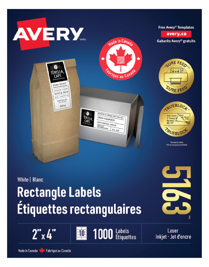 Avery TrueBlock Shipping Labels for Inkjet/Laser Printers, 2