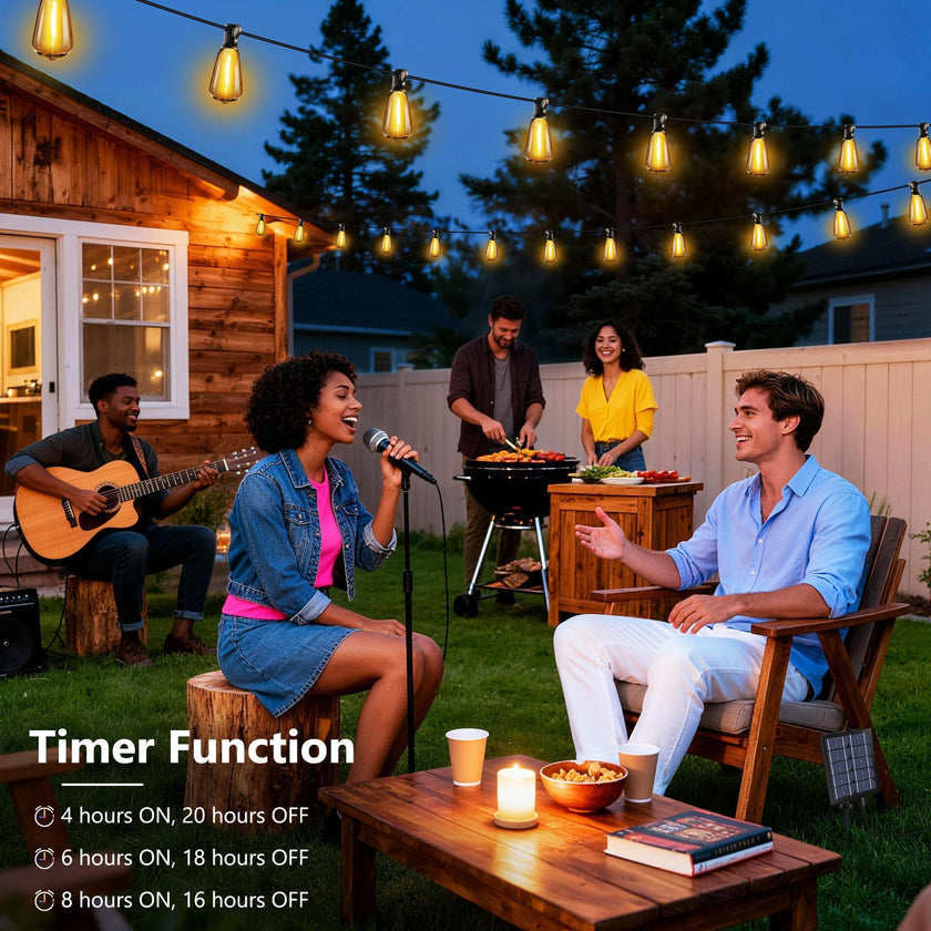 Lomotech Solar String Lights Outdoor Waterproof, 50FT 17+2 LED Shatterproof ST38 Bulbs, Solar String Lights with Remote & Timer, USB & Solar Powered Patio Lights for Outside Backyard Garden Porch 🍁 All In One Marketplace Canada