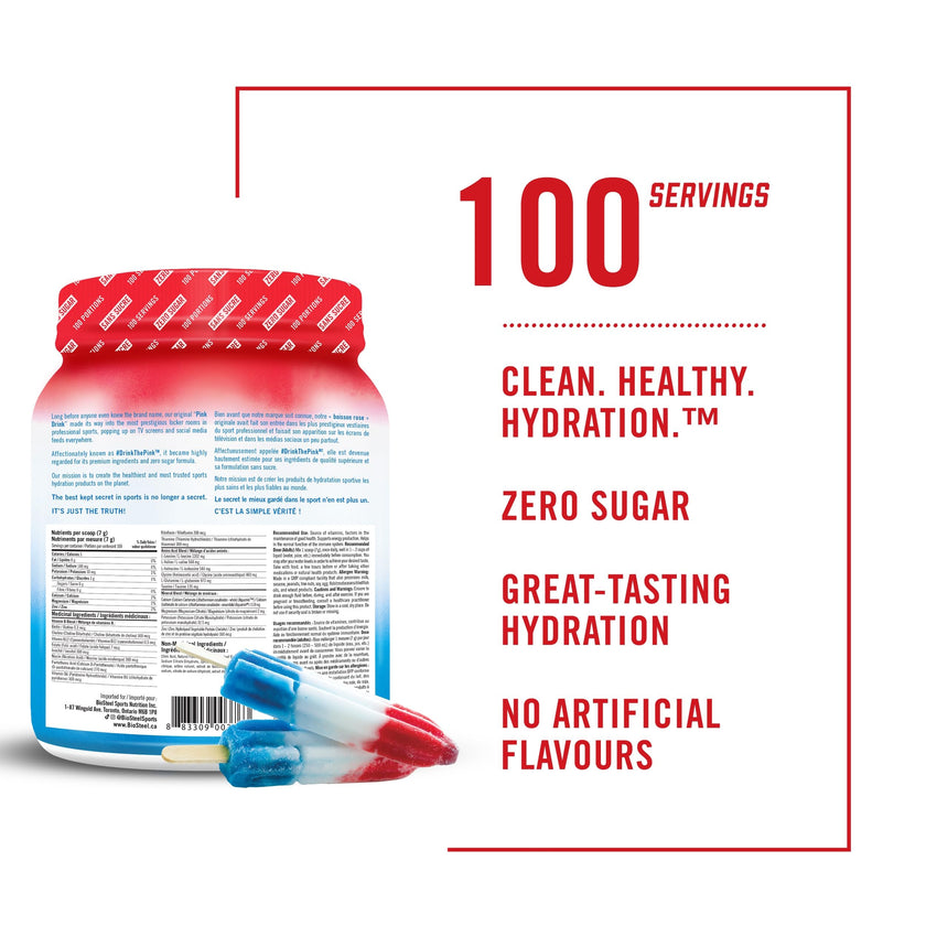 BioSteel Hydration Mix, Great Tasting Hydration with Zero Sugar, and No Artificial Flavours or Preservatives, Ice Pop Flavour, 100 Servings per Tub 🍁 All In One Marketplace Canada