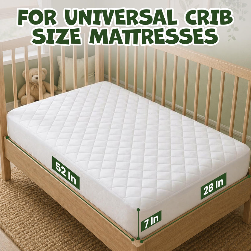 Utopia Bedding Waterproof Crib Fitted Mattress Protector (Pack of 2) - Toddler and Baby Crib Mattress Pad Cover - Soft and Breathable with 7 Inches Deep Skirt (White, 28