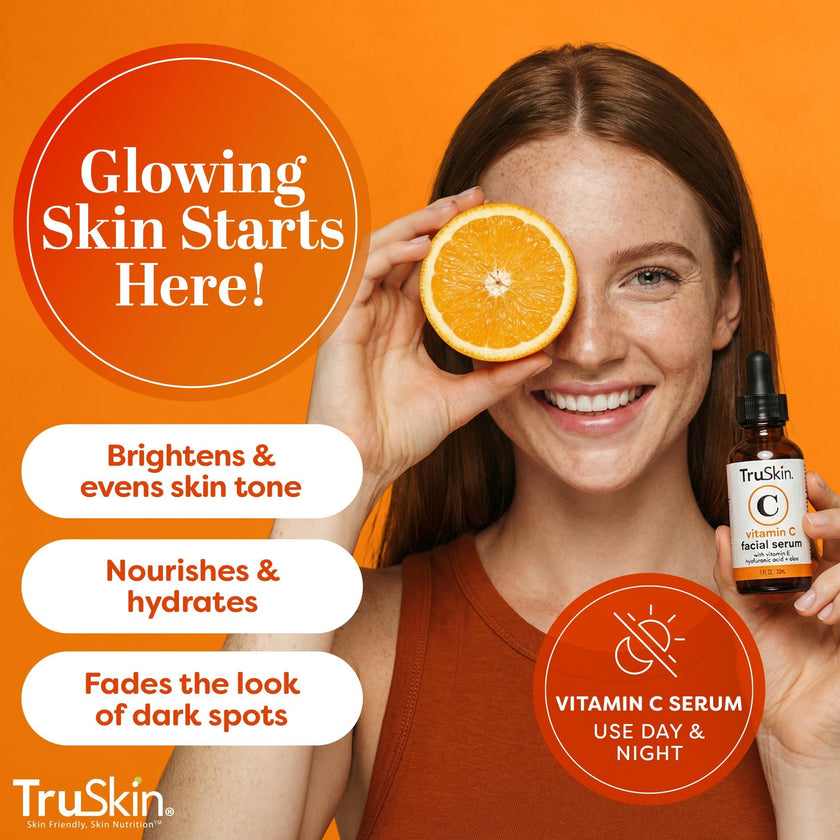 TruSkin Vitamin C Serum For Face – Anti Aging Formula with Vitamin C, Hyaluronic Acid, Vitamin E – Brightening Serum – Improve Appearance of Dark Spots, Tone, Fine Lines & Wrinkles, 1 Fl Oz 🍁 All In One Marketplace Canada