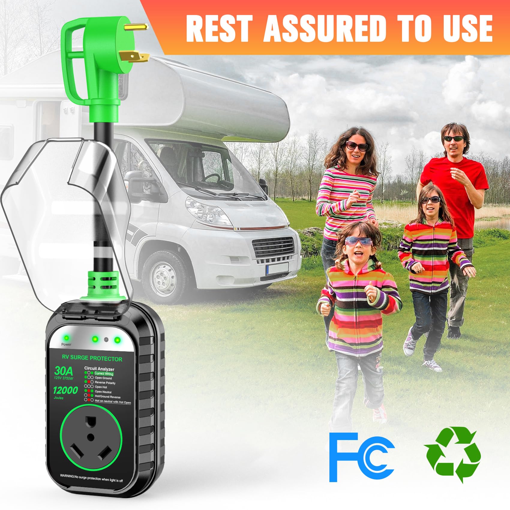 GEARGO RV Surge Protectors 30 Amp RV Circuit Analyzer, [𝟐𝟎𝟐𝟔 𝐍𝐞𝐰 𝐔𝐩𝐠𝐫𝐚𝐝𝐞𝐝 & 𝐆𝐞𝐧𝟐] Full Protection, RV Adapter Plug for Camper(Green) 🍁 All In One Marketplace Canada