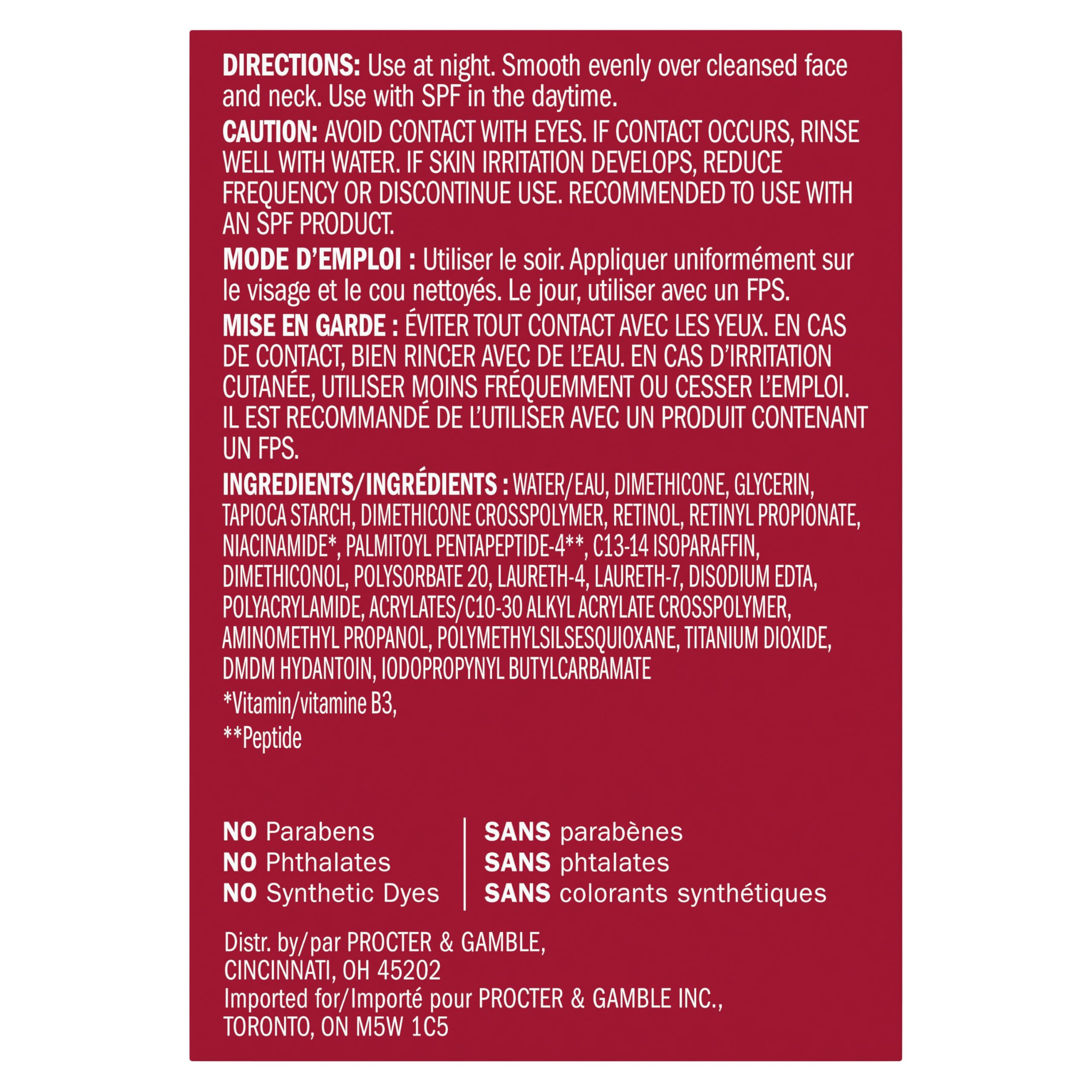 Olay Retinol 24 Face Moisturizer, Anti-Aging Night Cream for Women, Fragrance-Free, Non Greasy - Anti-Wrinkle, Smooth Fine Lines, Tightening, Hydrating Skin Care - Peptides, Glycerin, 50 mL 🍁 All In One Marketplace Canada