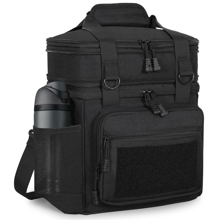Tactical Lunch Box Cooler Bag - Expandable Insulated Lunch Bag for Men Daily - Large Lunchbox for Adults Work Shifts Outdoor Trips Black 16L 🍁 All In One Marketplace Canada
