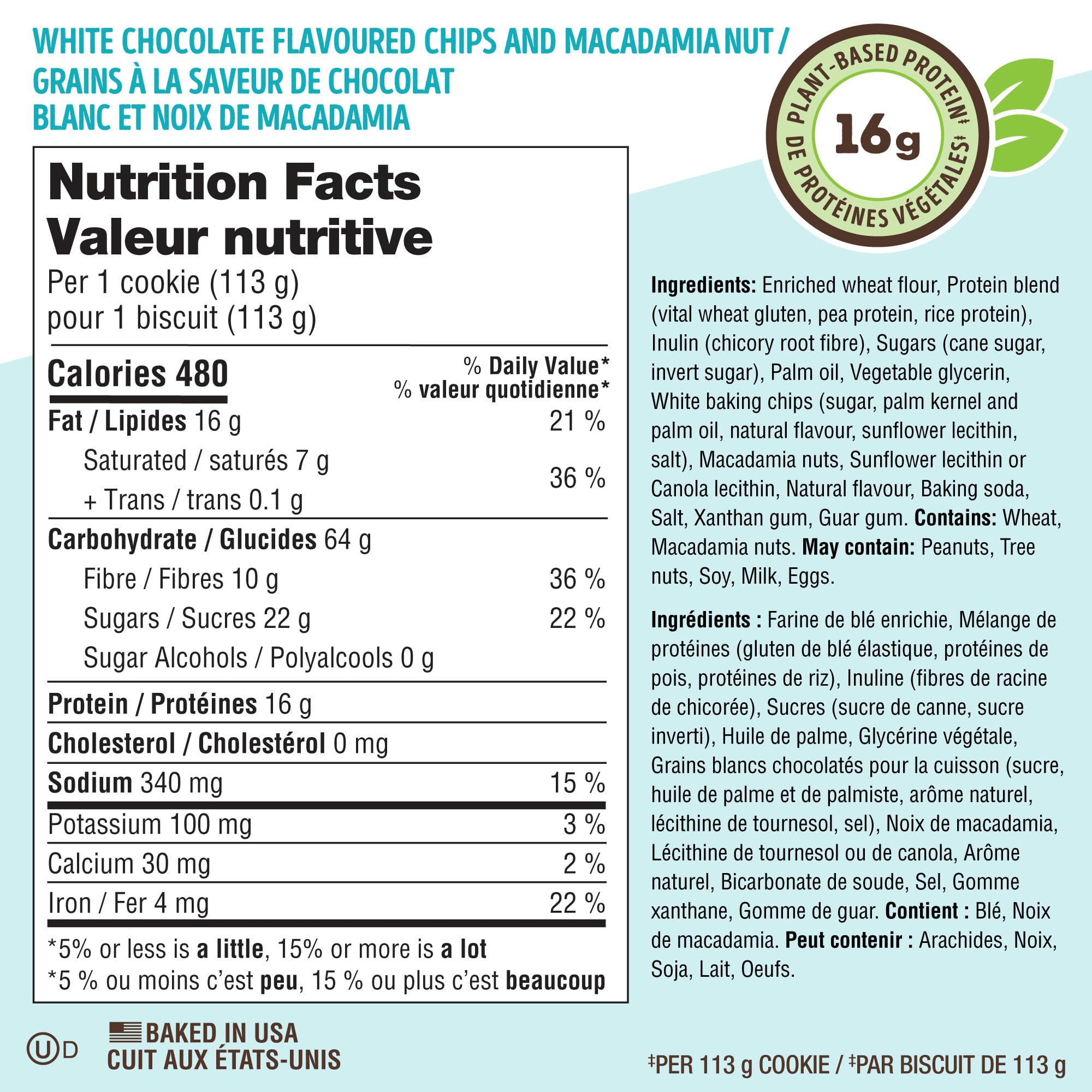 Lenny & Larry's The Complete Cookie – White Chocolate Flavored Macadamia 113g BOX OF 12 – High Protein Snack with 16g Plant Protein – Soft-Baked Low Sugar Cookies High in Fibre, Non-GMO & Vegan 🍁 All In One Marketplace Canada