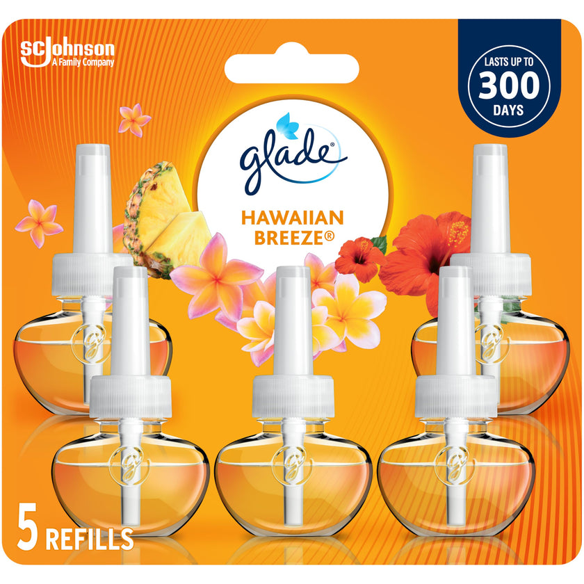 Glade PlugIns Air Freshener Oil Refill, Scented and Essential Oils for Home and Bathroom, Hawaiian Breeze, 5 Refills 🍁 All In One Marketplace Canada