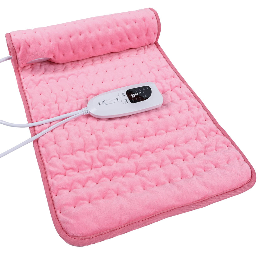 Heating Pad Electric Heat Pad, Hot Heated Pad,Moist Heat Heating Pad Moist and Dry Heat,Multiple Temp and Timer Settings (Light pink, 24
