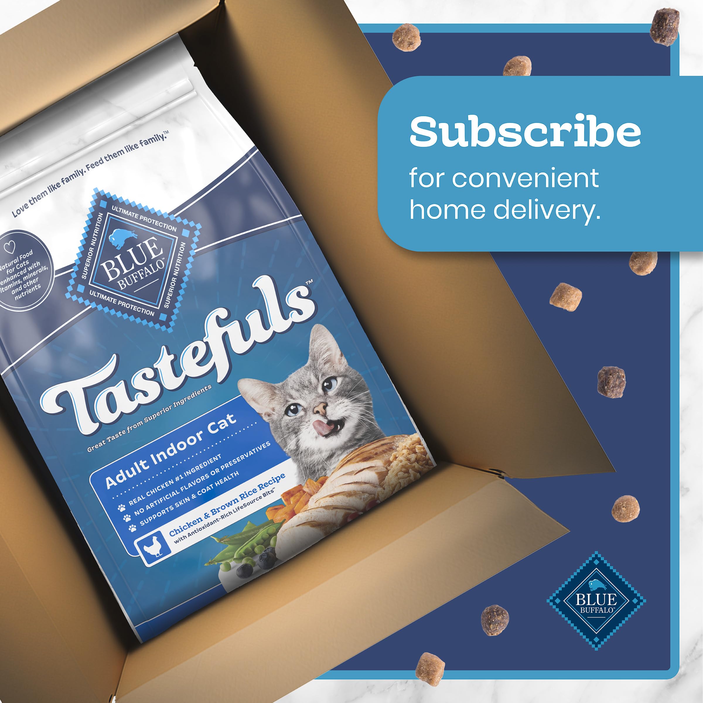 Blue Buffalo Tastefuls Chicken & Brown Rice Recipe Dry Indoor Cat Food for Adult Cats, Real Chicken First, Deliciously Healthy Natural Cat Food, Supports Digestive Care and Coat Health, 22 lbs. 🍁 All In One Marketplace Canada